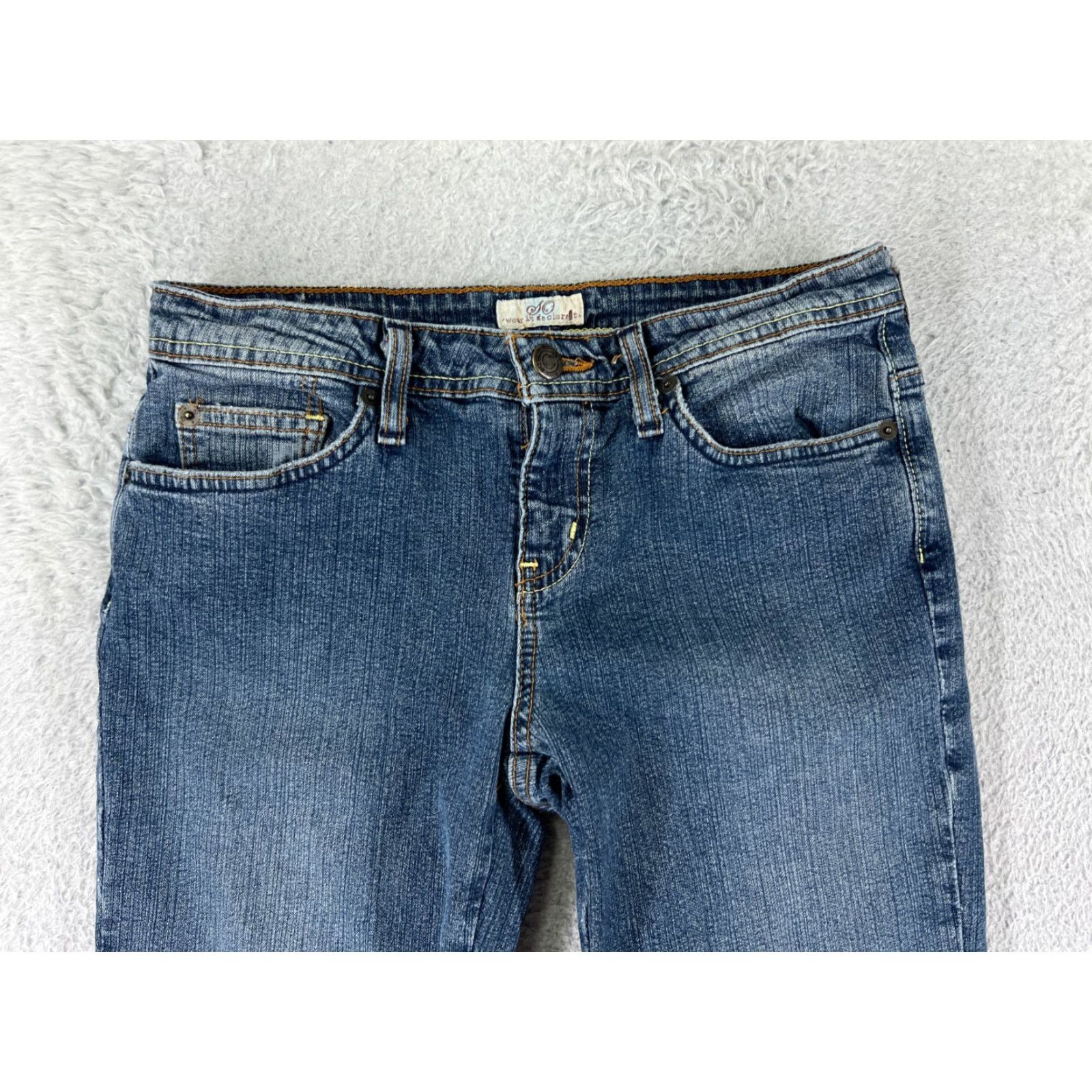Denime SO Brand Women's Jeans Pants - Flared Low Rise Blue Denim Cotton - 7 Regular Fit Size 28" / US 6 / IT 42 - 7 Thumbnail