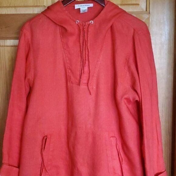 Calvin Klein Calvin Klein Sz. 14 100% Linen Pullover Hooded Cinched Jacke Size XL / US 12-14 / IT 48-50 - 2 Thumbnail