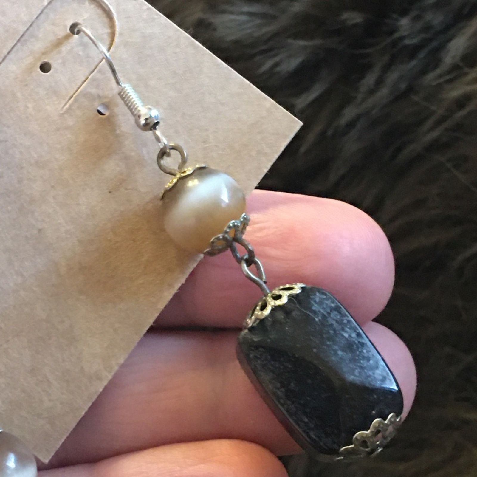 Jewelry Moon glow glass and marble bead dangle earrings Size ONE SIZE - 3 Thumbnail