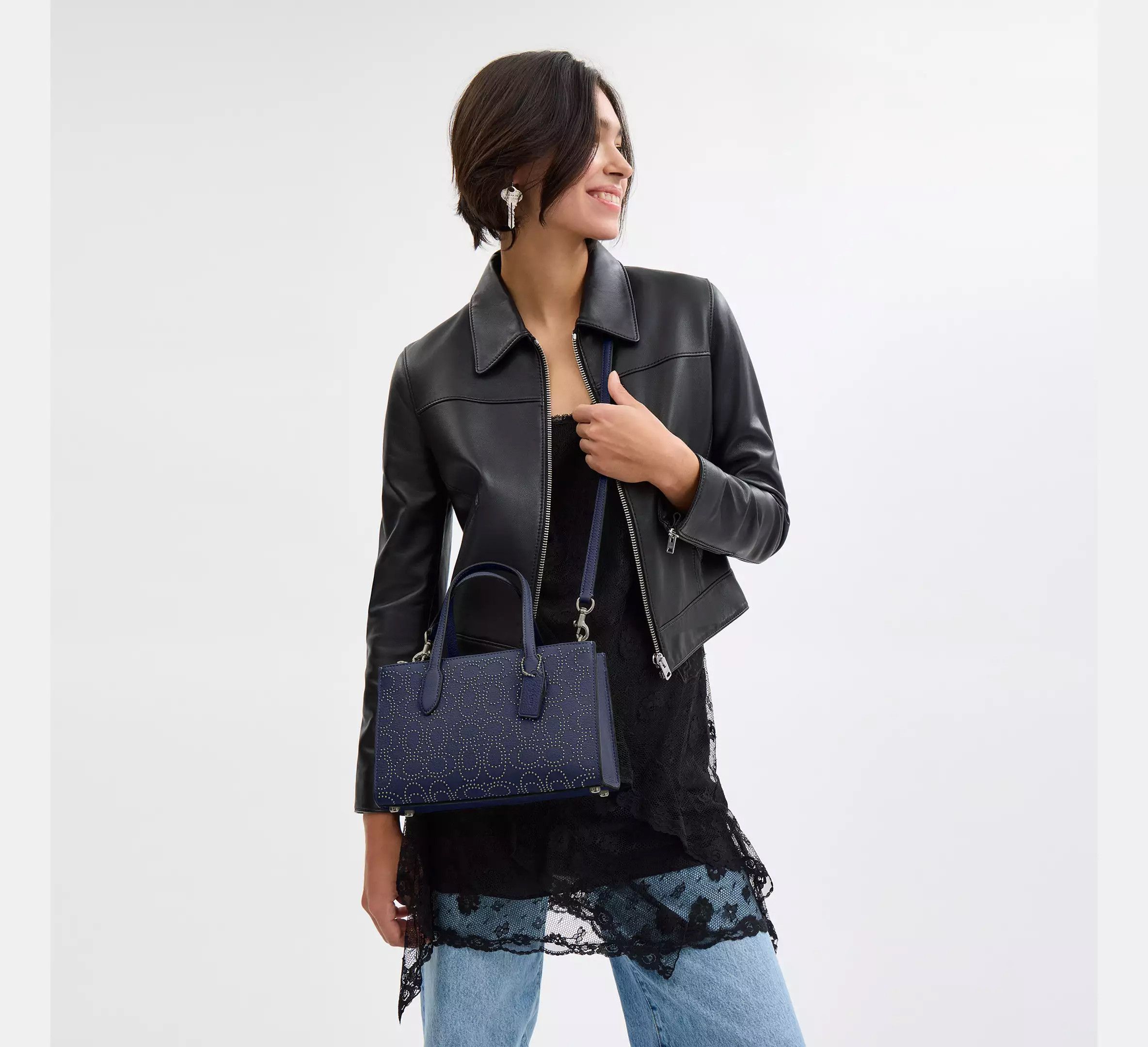 Coach Nina Small Tote Bag With Signature Rivets CX266 Size ONE SIZE - 6 Thumbnail