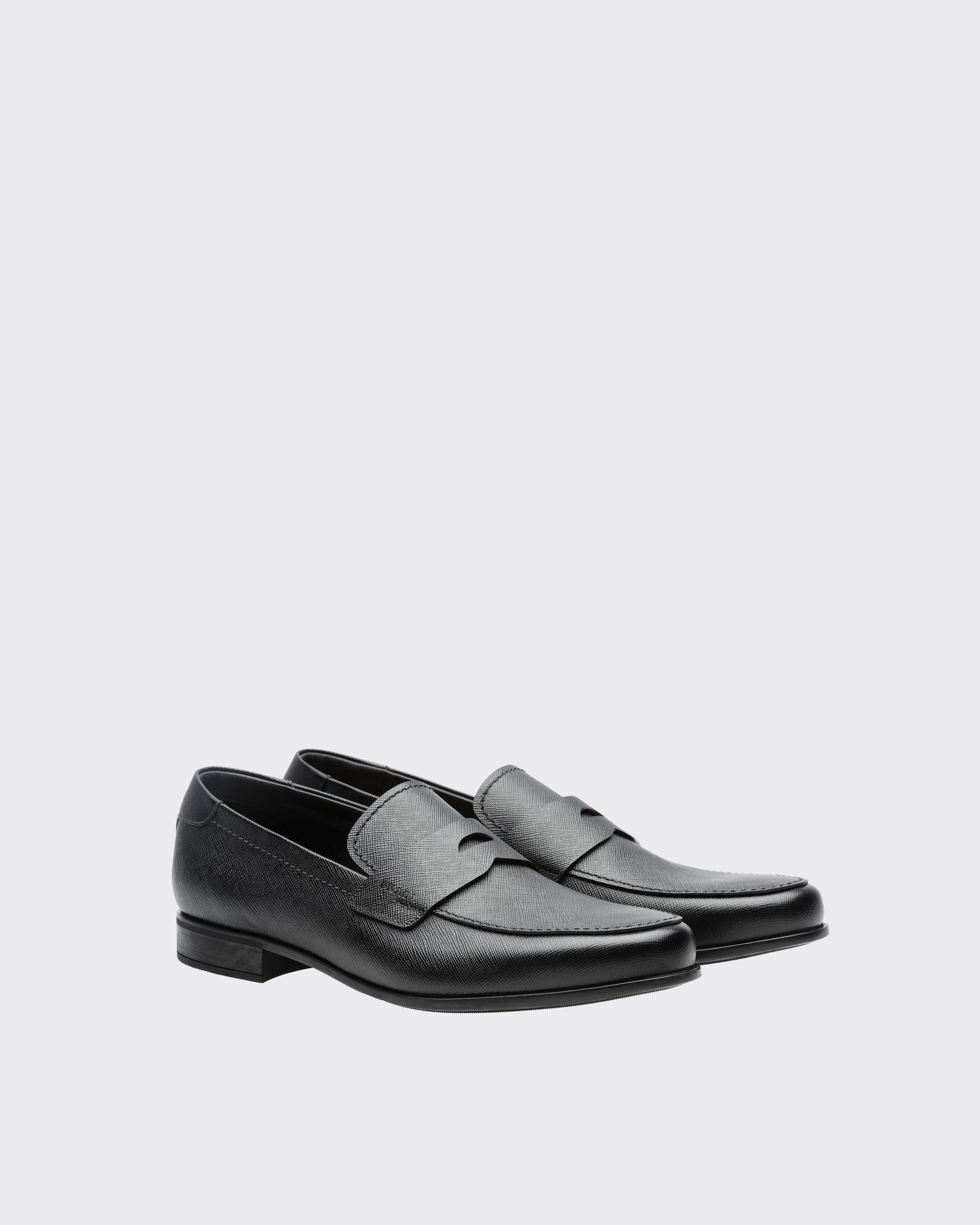 image of Prada Saffiano Leather Penny Loafer in Black, Men's (Size 7)