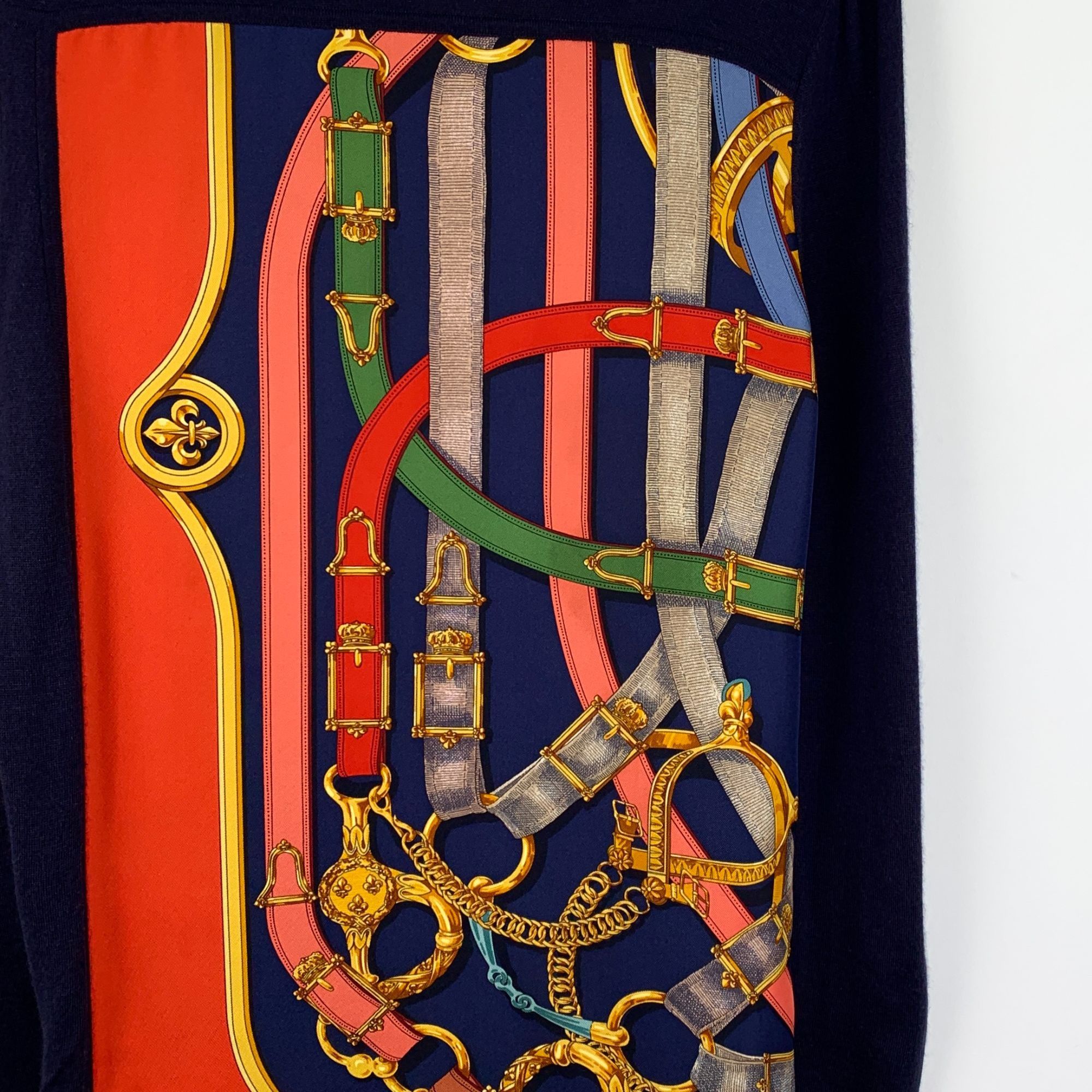 Hermes Hermès Paris Multicolor Chain Print Silk & Cashmere Long-Sle Size XXS / US 00 / IT 34 - 6 Thumbnail