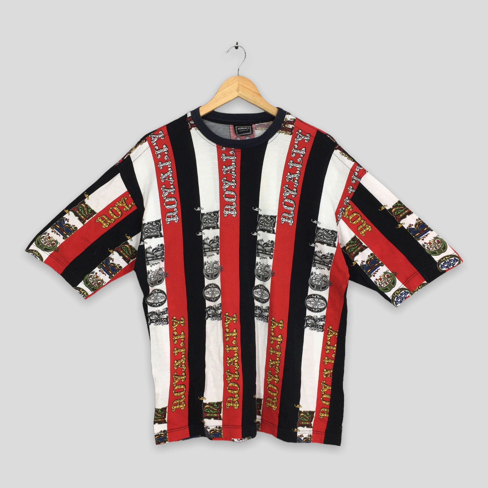 Versace × Versace Jeans Couture × Vintage Vintage Versace Medusa Royalty Striped Tshirt Medium Size US M / EU 48-50 / 2 - 1 Thumbnail