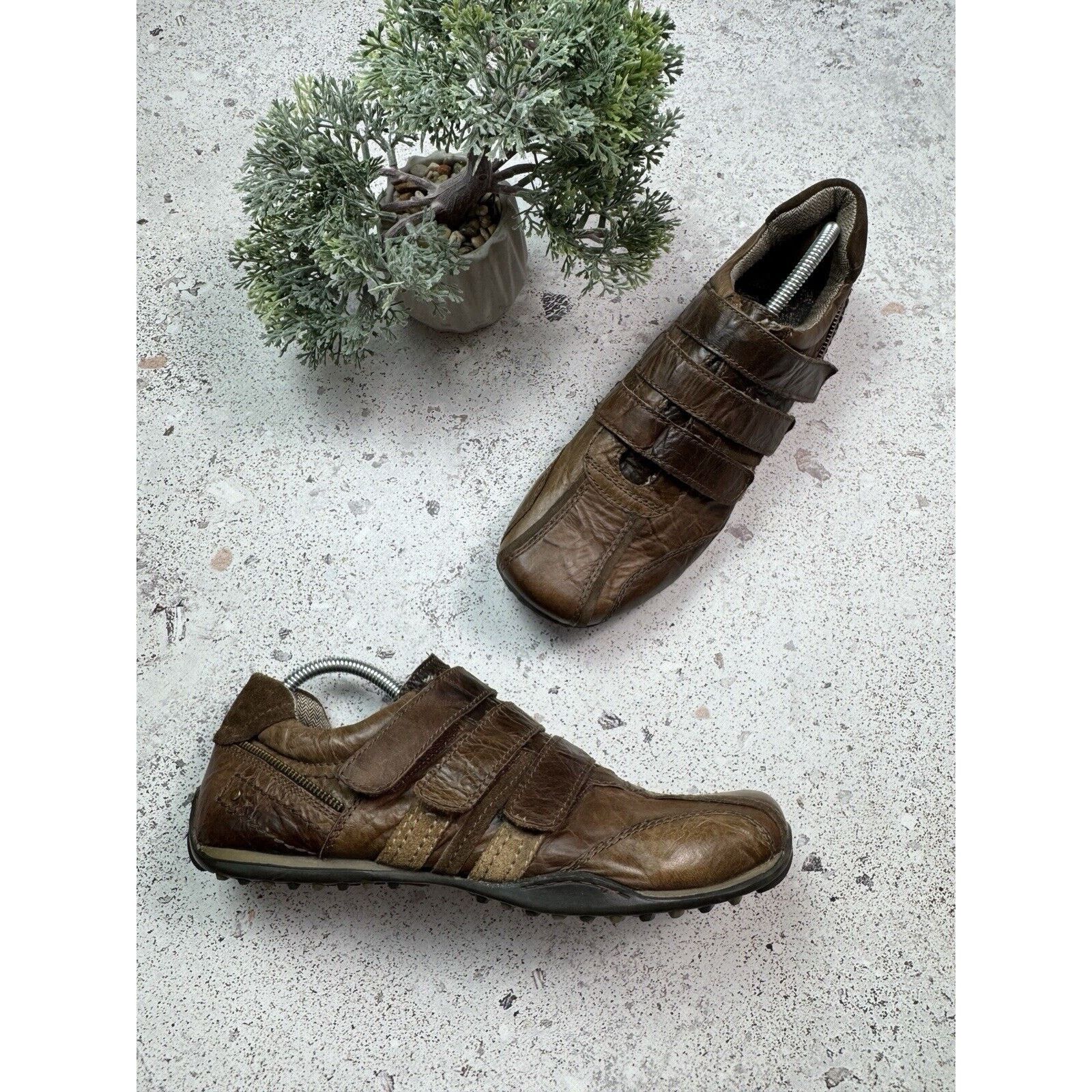 Avant Garde x Next Vintage Next Y2K Moto Biker Lace Leather Shoes Size Us 10 in Brown, Men's