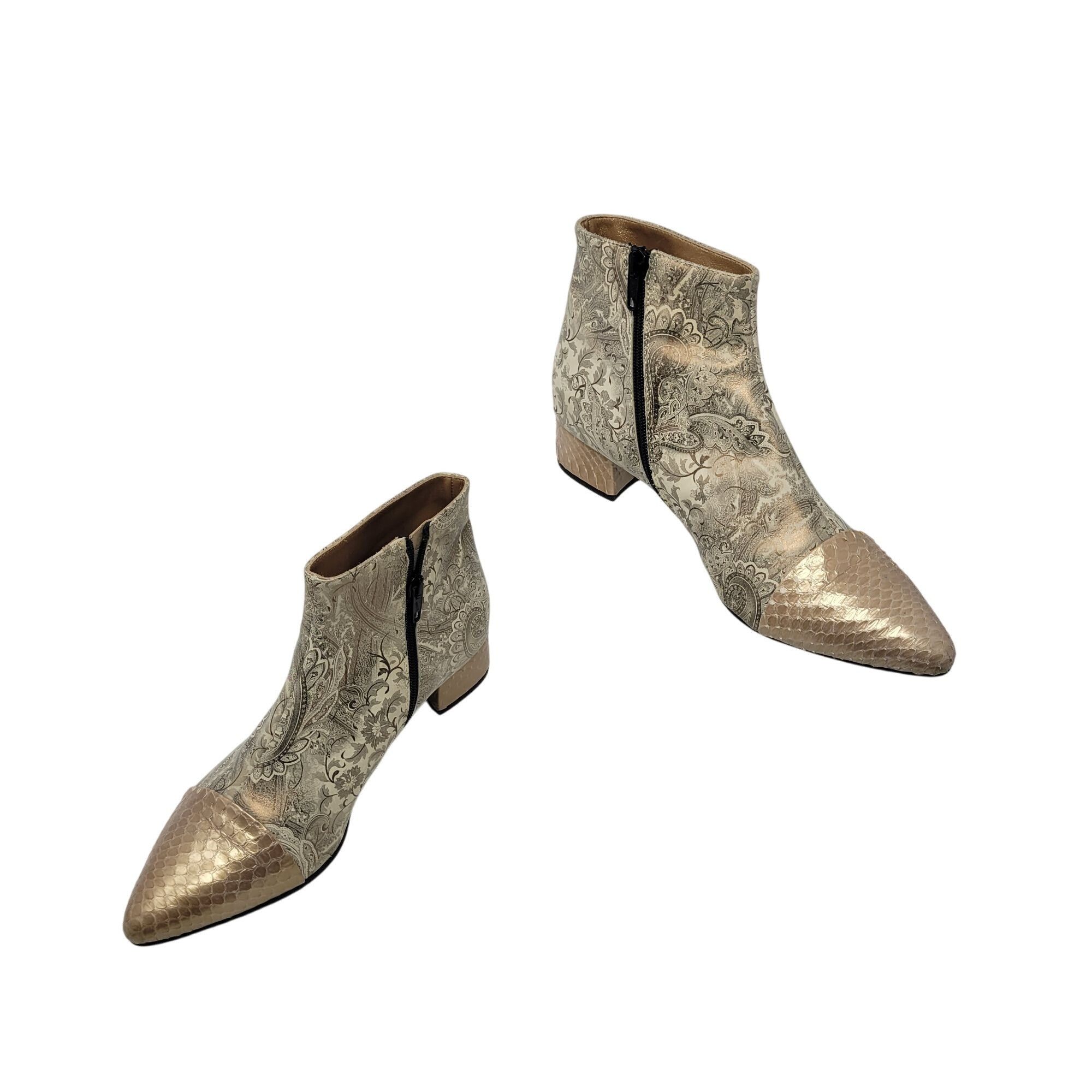 Other J David Moresco Leather Italian Ankle Booties Sz 39 Metallic Size US 9 / IT 39 - 8 Thumbnail
