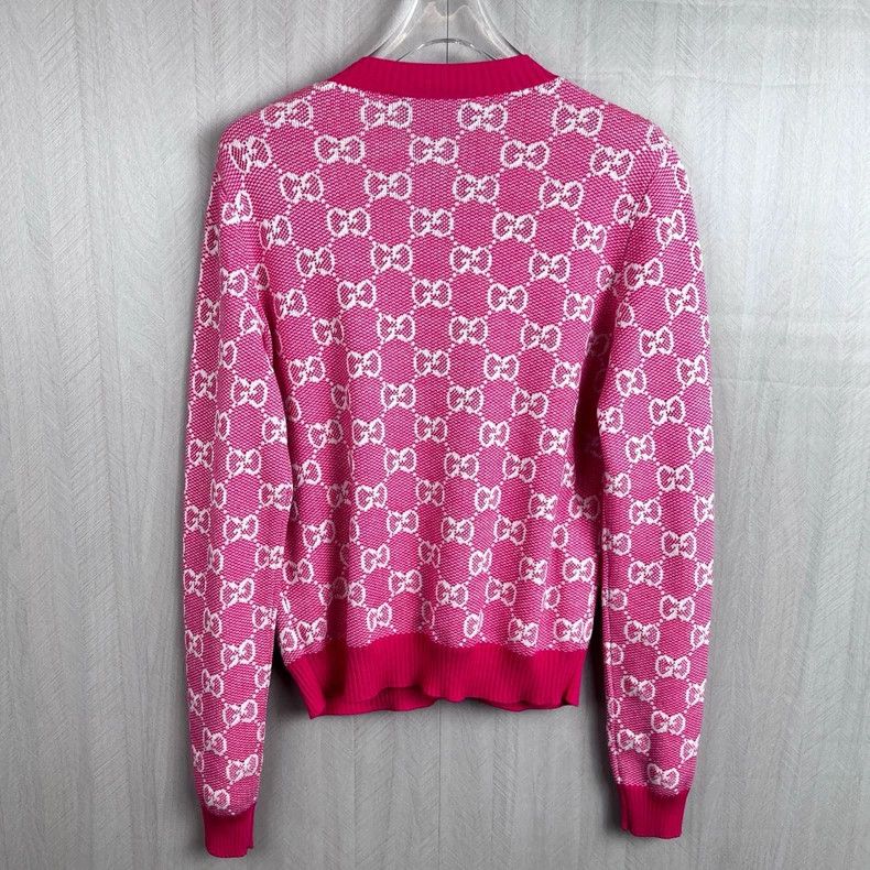 Gucci Gucci Pink gold buckle full print knitted cardigan sweater Size US XS / EU 42 / 0 - 2 Thumbnail