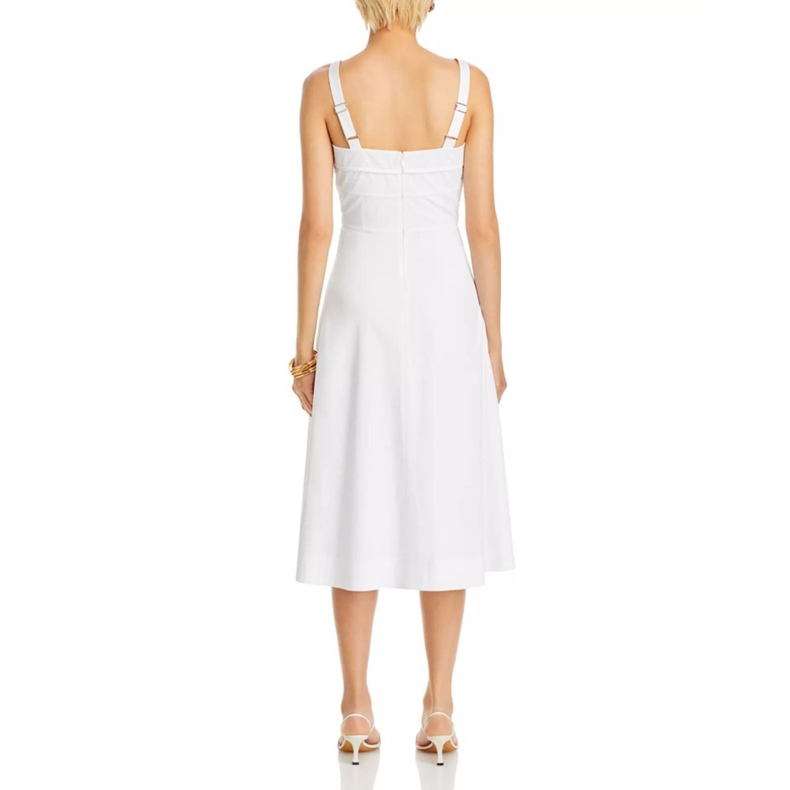 Veronica Beard Veronica Beard Women White Cotton Summer Midi Dress US 12 Size XL / US 12-14 / IT 48-50 - 4 Thumbnail