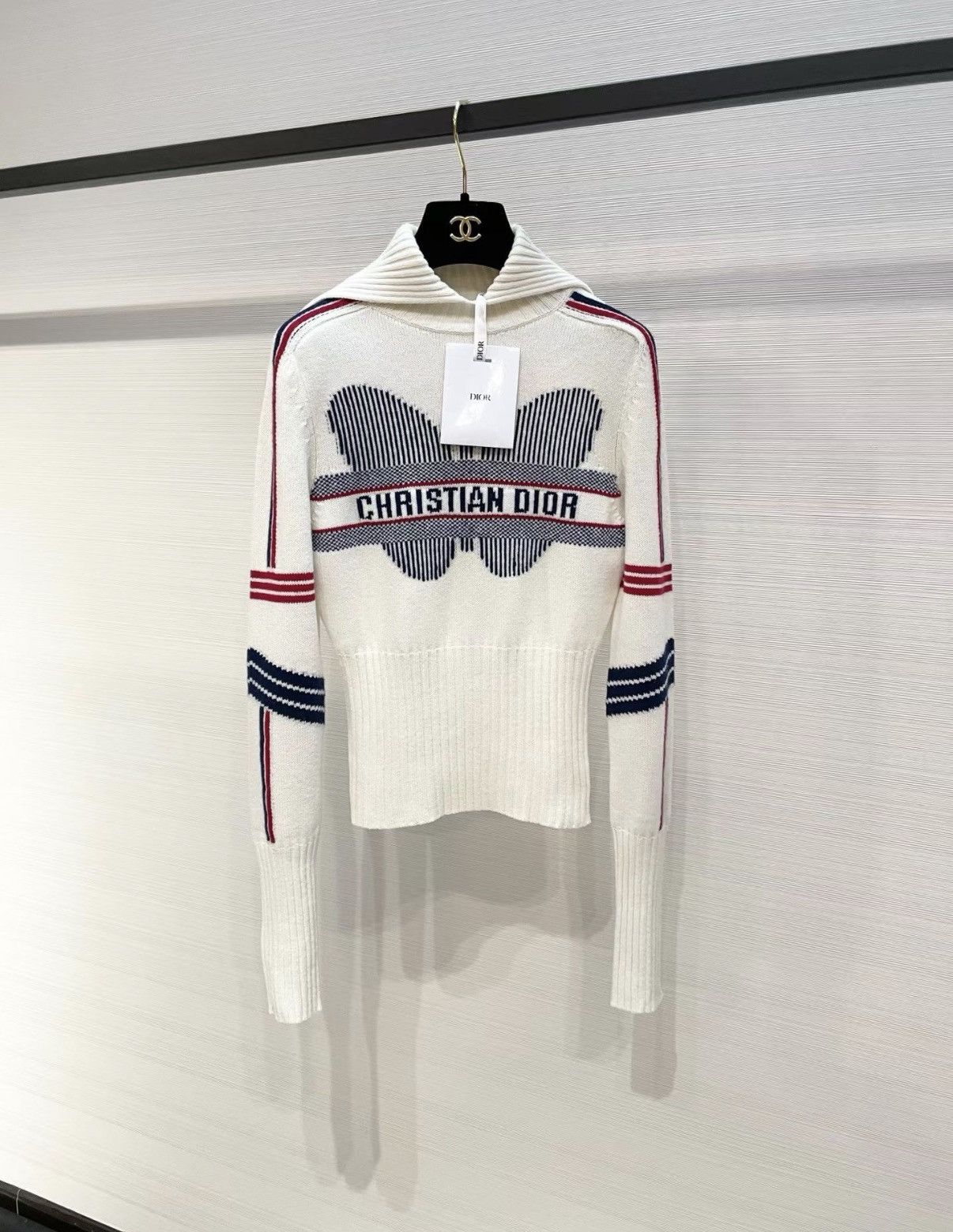 Dior Dior Classic Butterfly Lapel Wool & Cashmere Sweater J33 Size XXS / US 00 / IT 34 - 1 Thumbnail