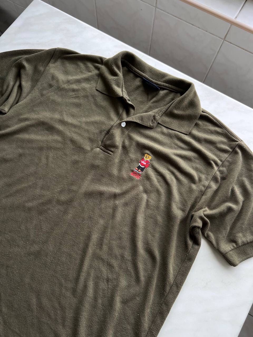 Vintage Vintage 90s Ralph Lauren Sport Bear Khaki Button T-Shirt Y2K Size US L / EU 52-54 / 3 - 3 Thumbnail