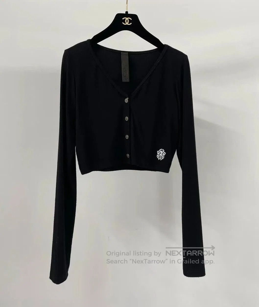 Chrome Hearts Chrome Hearts Black Cropped Embroidered Cardigan. Size L / US 10 / IT 46 - 1 Thumbnail