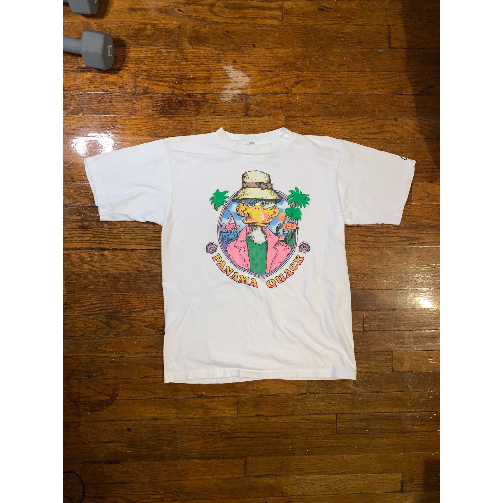 Other × Vintage Panama Quack T Shirt Alore USA Made Single Stitch White M Size US M / EU 48-50 / 2 - 2 Thumbnail