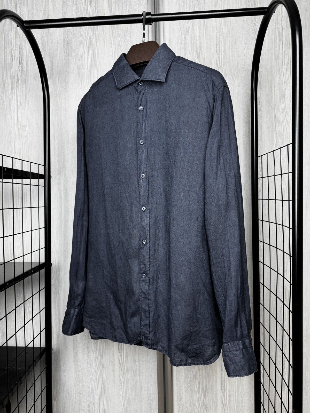 Tintoria Mattei Tintoria Mattei 954 Pure Linen Graphite Garment Dyed Shirt Size US XL / EU 56 / 4 - 5 Thumbnail