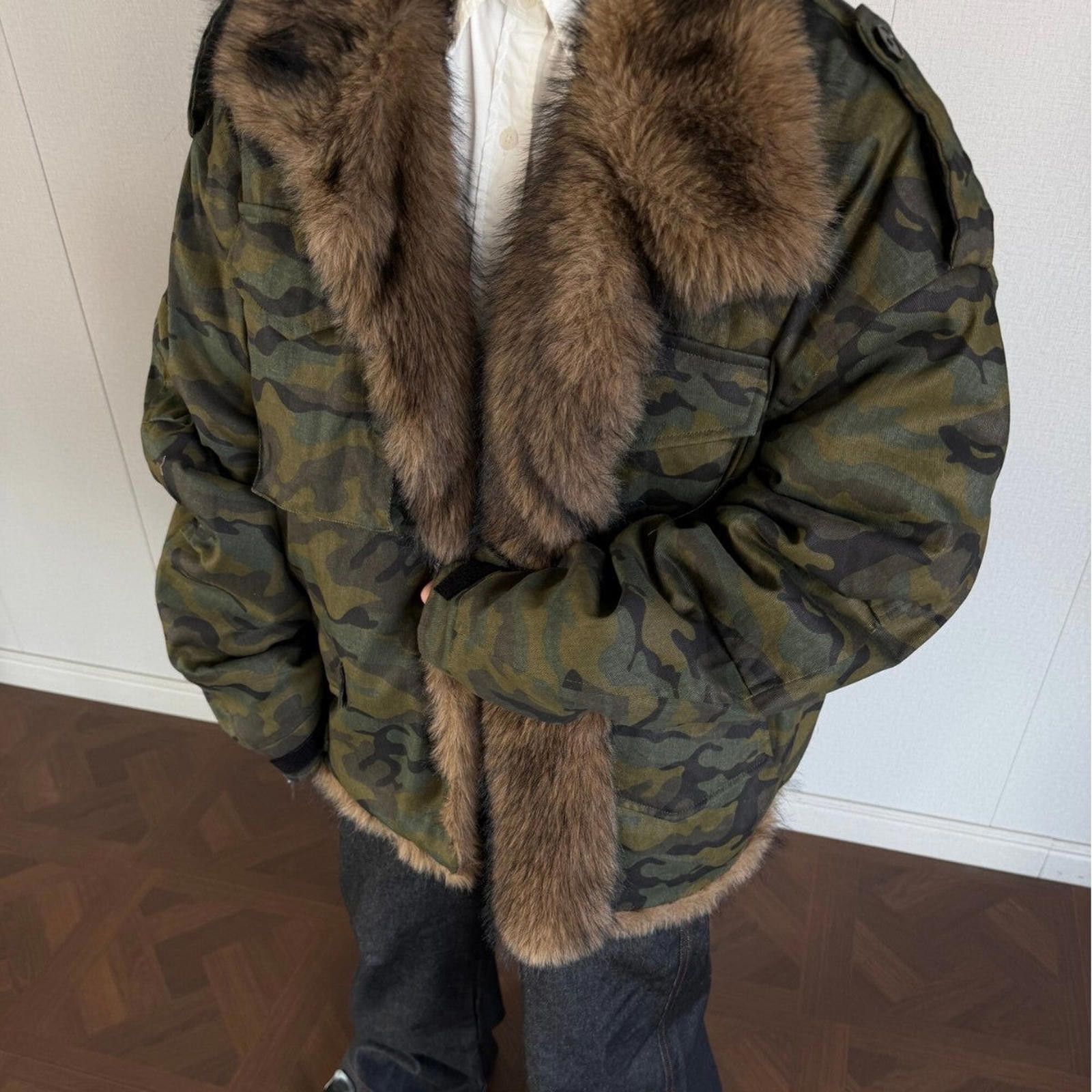Japanese Brand Camouflage Faux Fur Lined Military Style Jacket Size US M / EU 48-50 / 2 - 2 Thumbnail