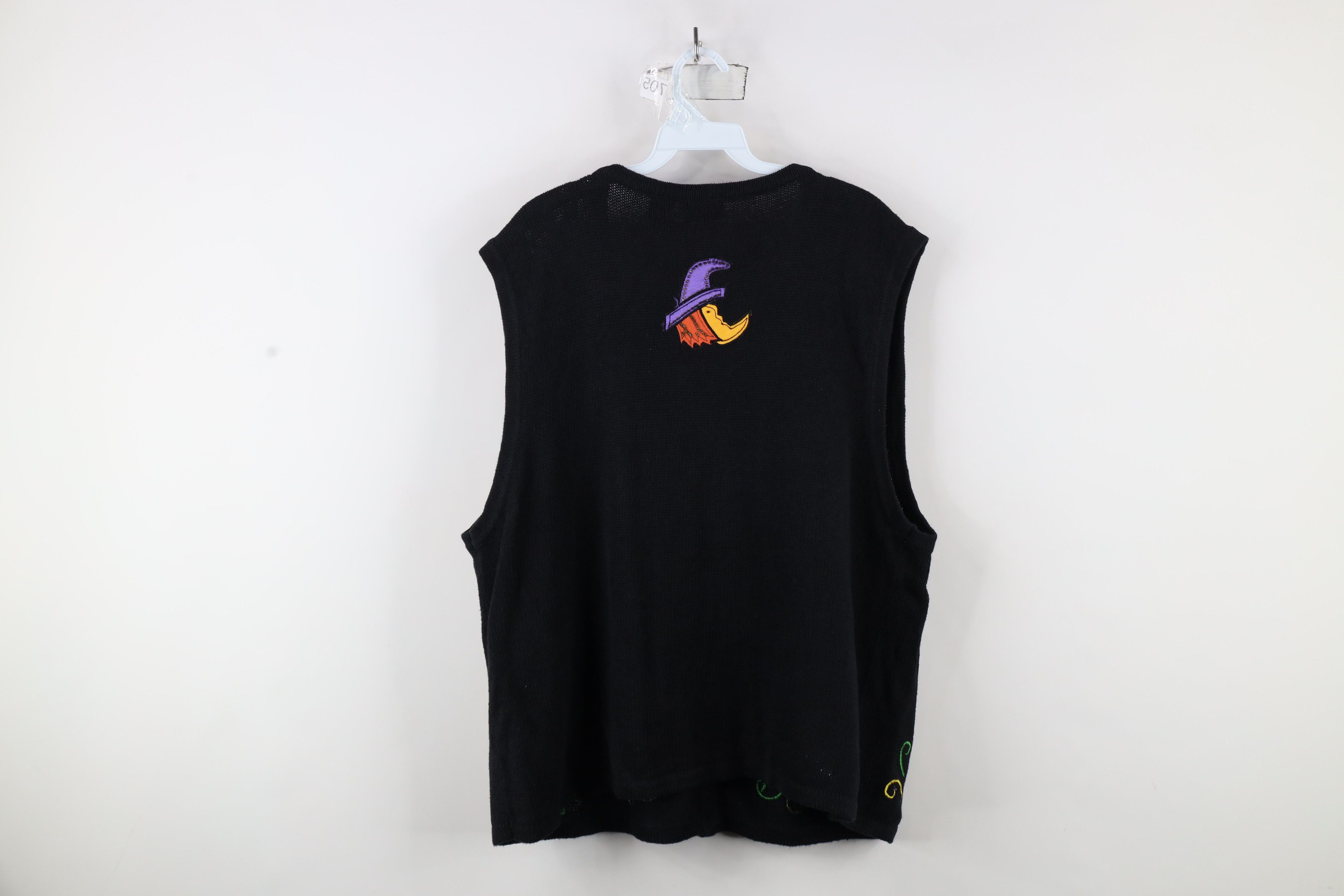 Vintage Vintage 90s Streetwear Witch Bat Cardigan Sweater Vest Black Size XXL / US 16-18 / IT 52-54 - 13 Thumbnail