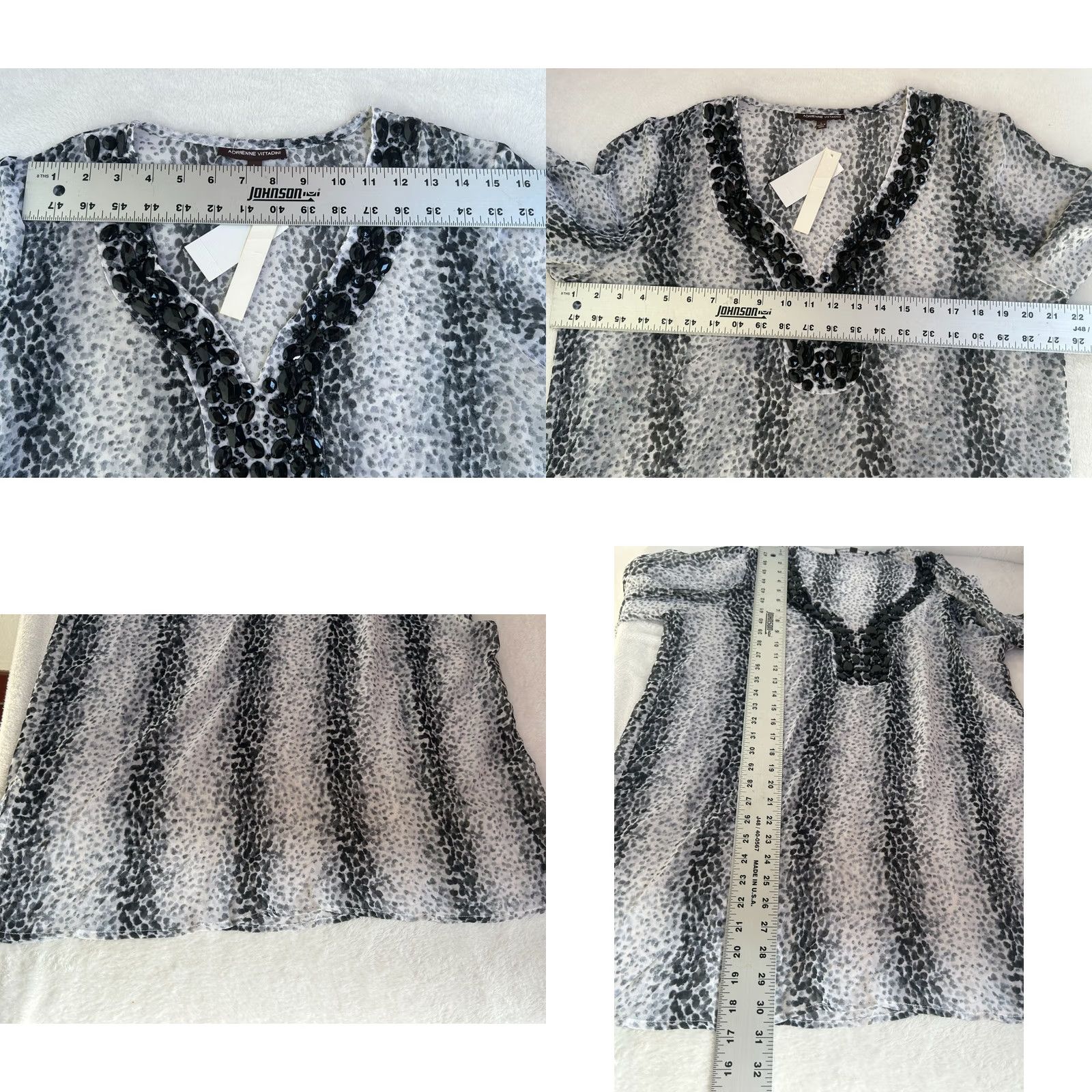 Vintage VINTAGE Adrienne Vittadini Womens Beaded Black White Animal Print Tunic Top Large New Size L / US 10 / IT 46 - 8 Thumbnail