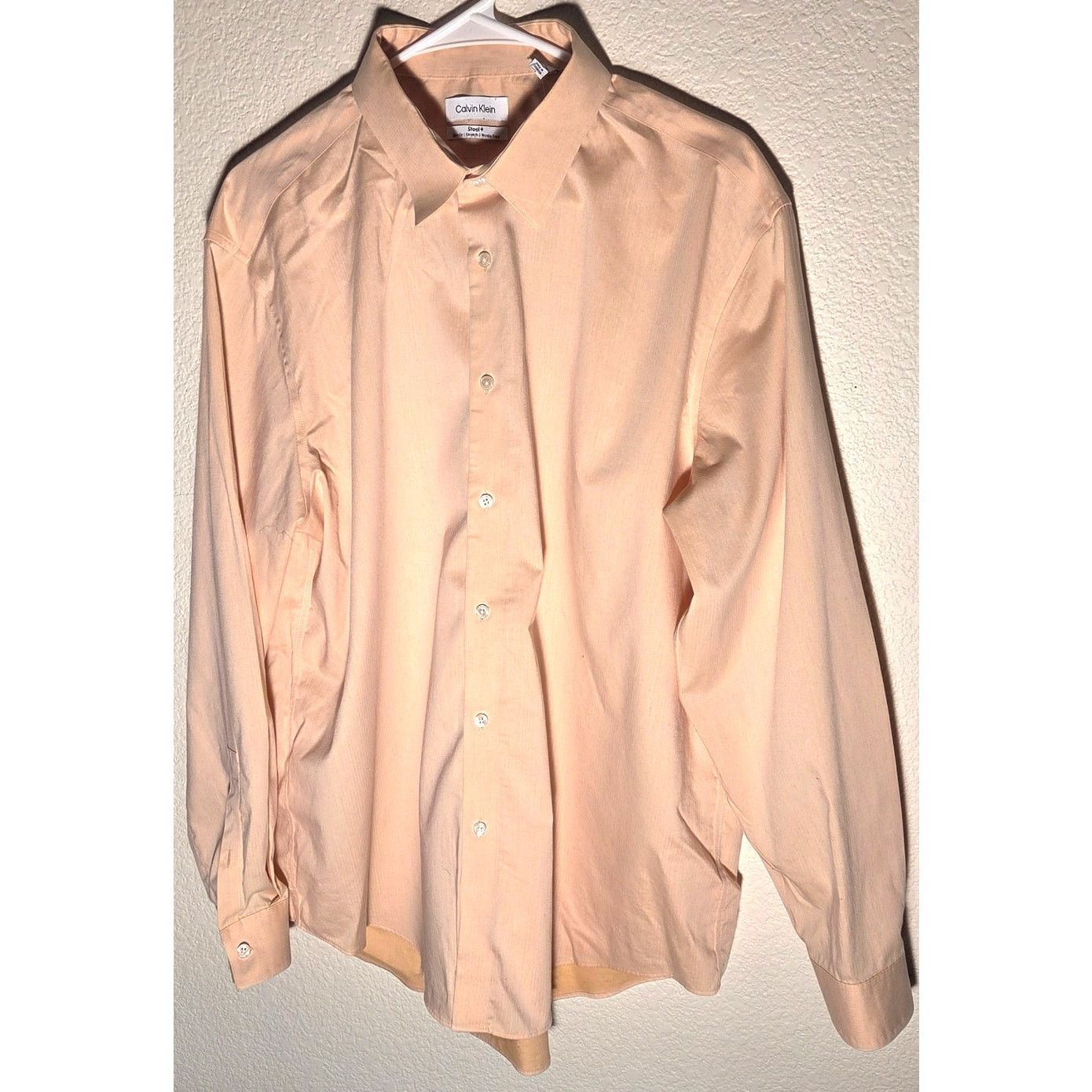 Calvin Klein Calvin Klein Slim Fit Peach Button Up - 2XL (18 34/35) Size US XXL / EU 58 / 5 - 3 Thumbnail