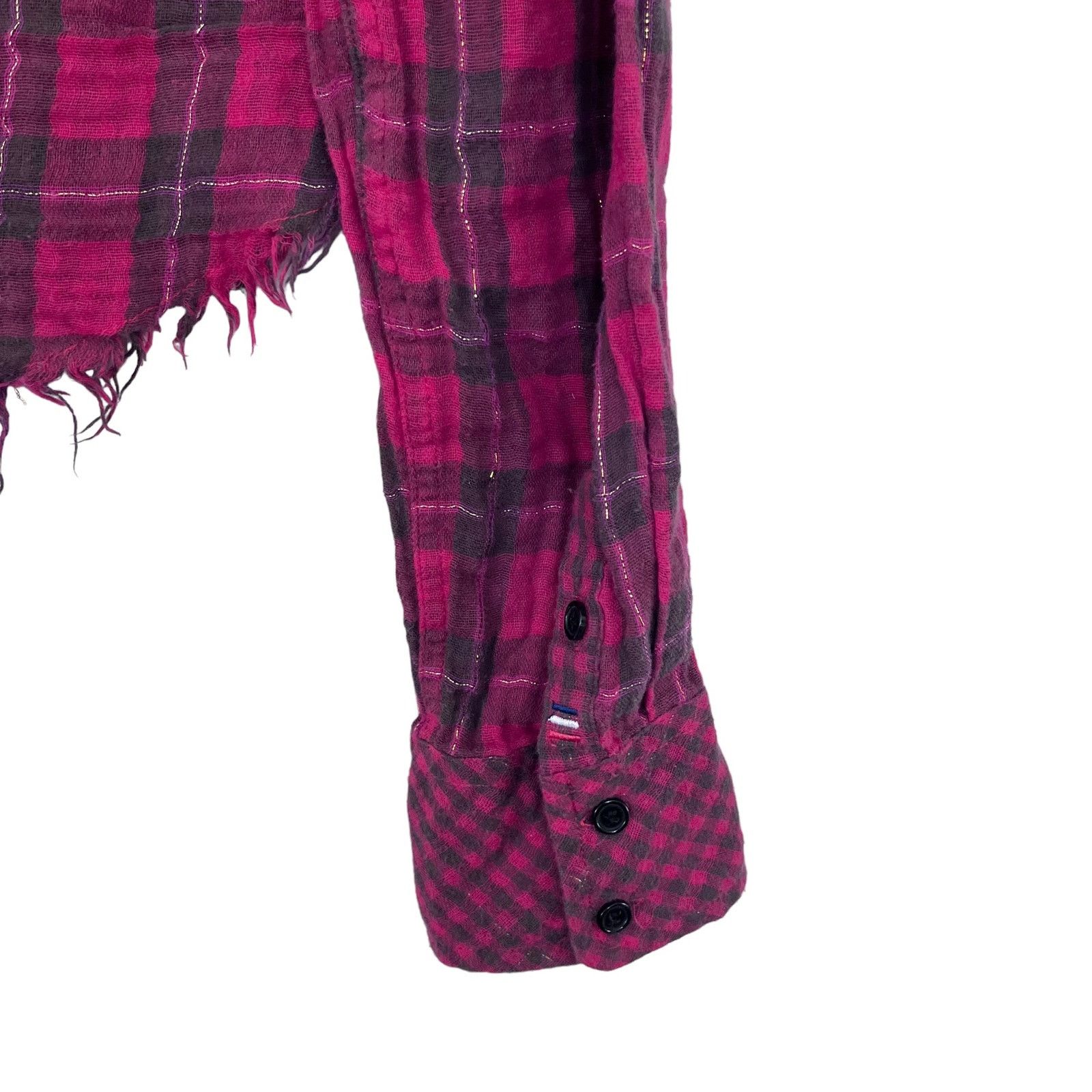 Other Etienne Marcel Greta Plaid Muslin Cotton Shirt Frayed Hem Size S / US 4 / IT 40 - 6 Thumbnail