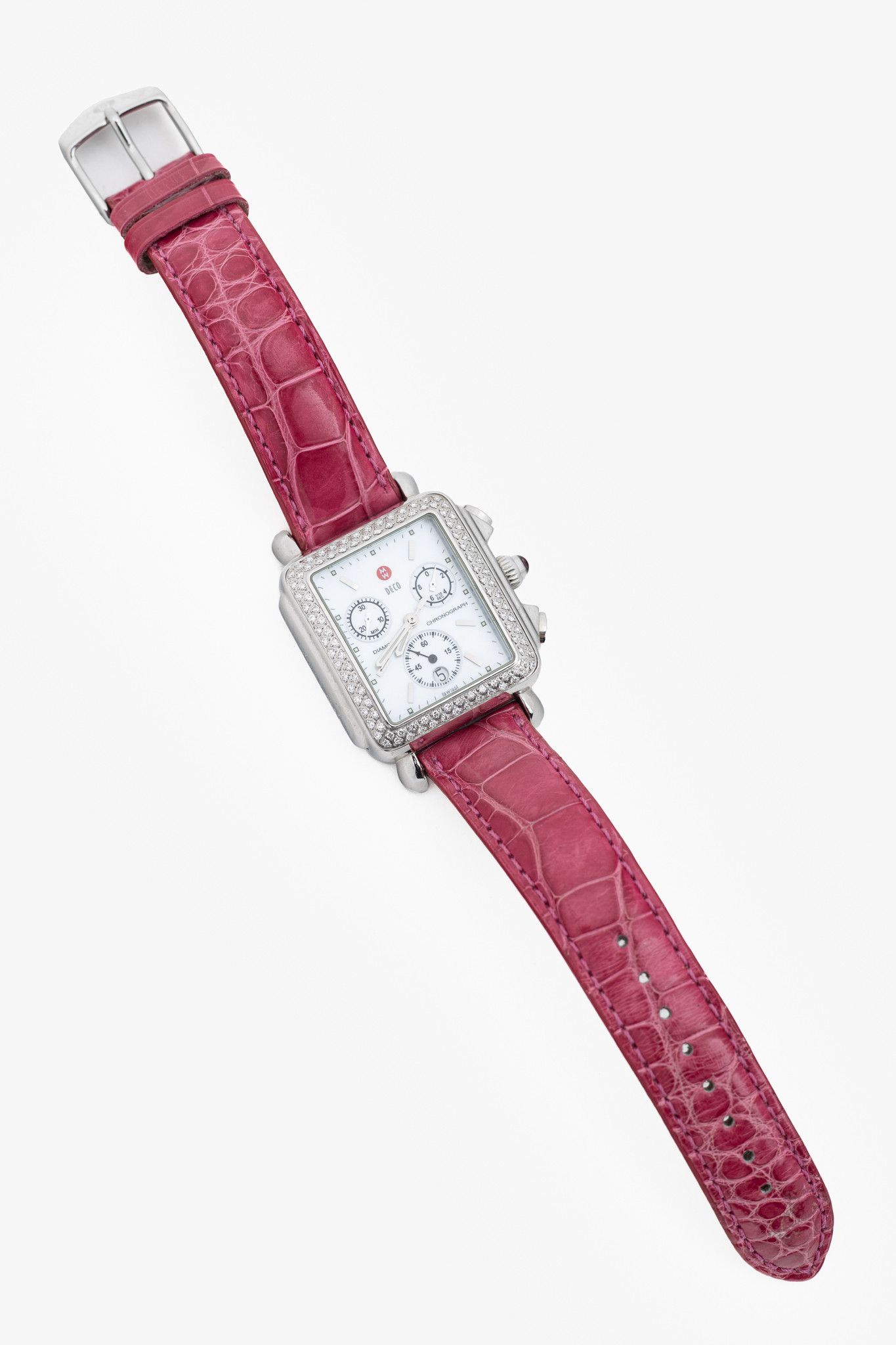 Other MICHELE Deco Diamond Chronograph Pink-Alligator-Strap Watch Size ONE SIZE - 1 Thumbnail