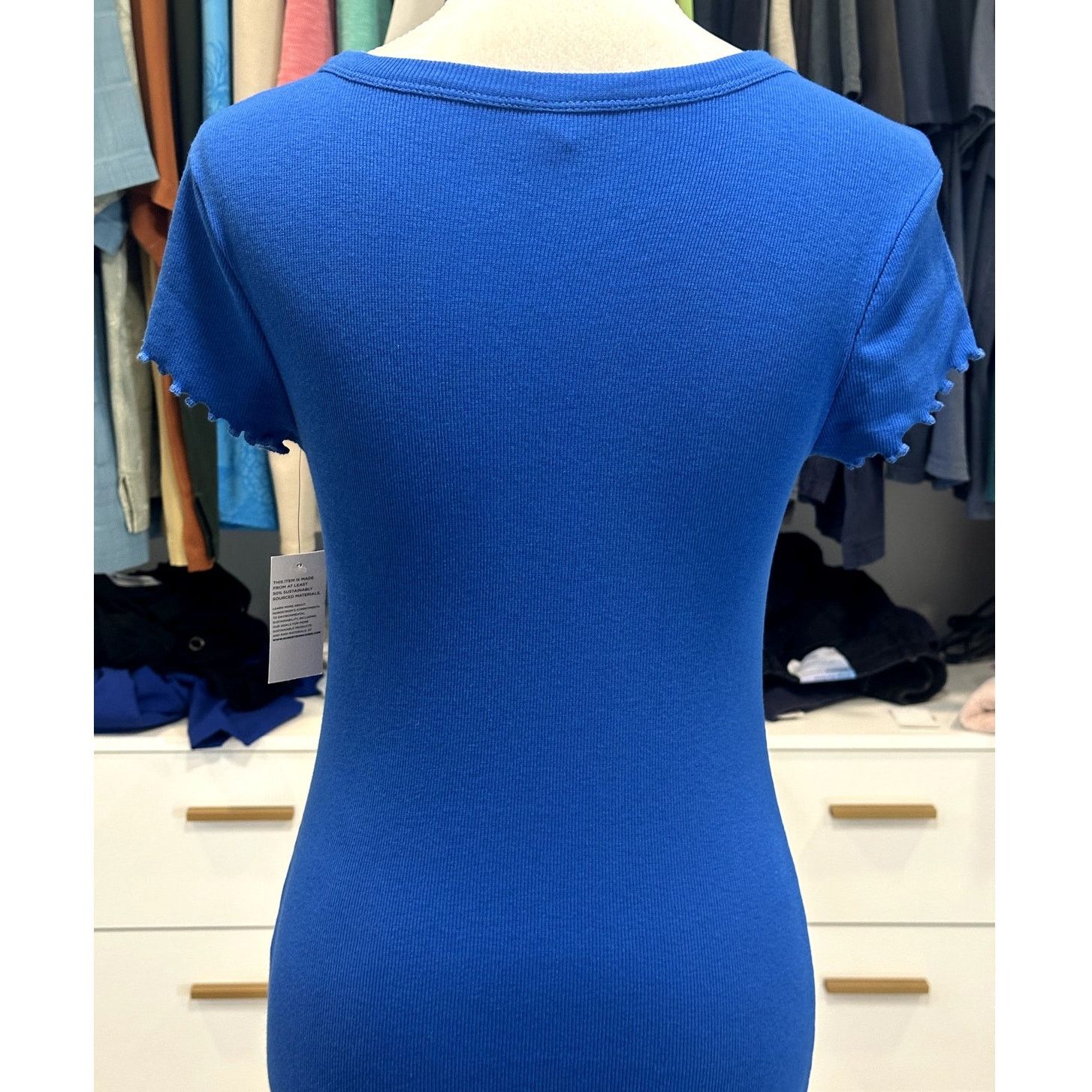BP. BP Women's Blue Ribbed Bodycon Lettuce Edge Mini Dress NWT M Size M / US 6-8 / IT 42-44 - 7 Thumbnail