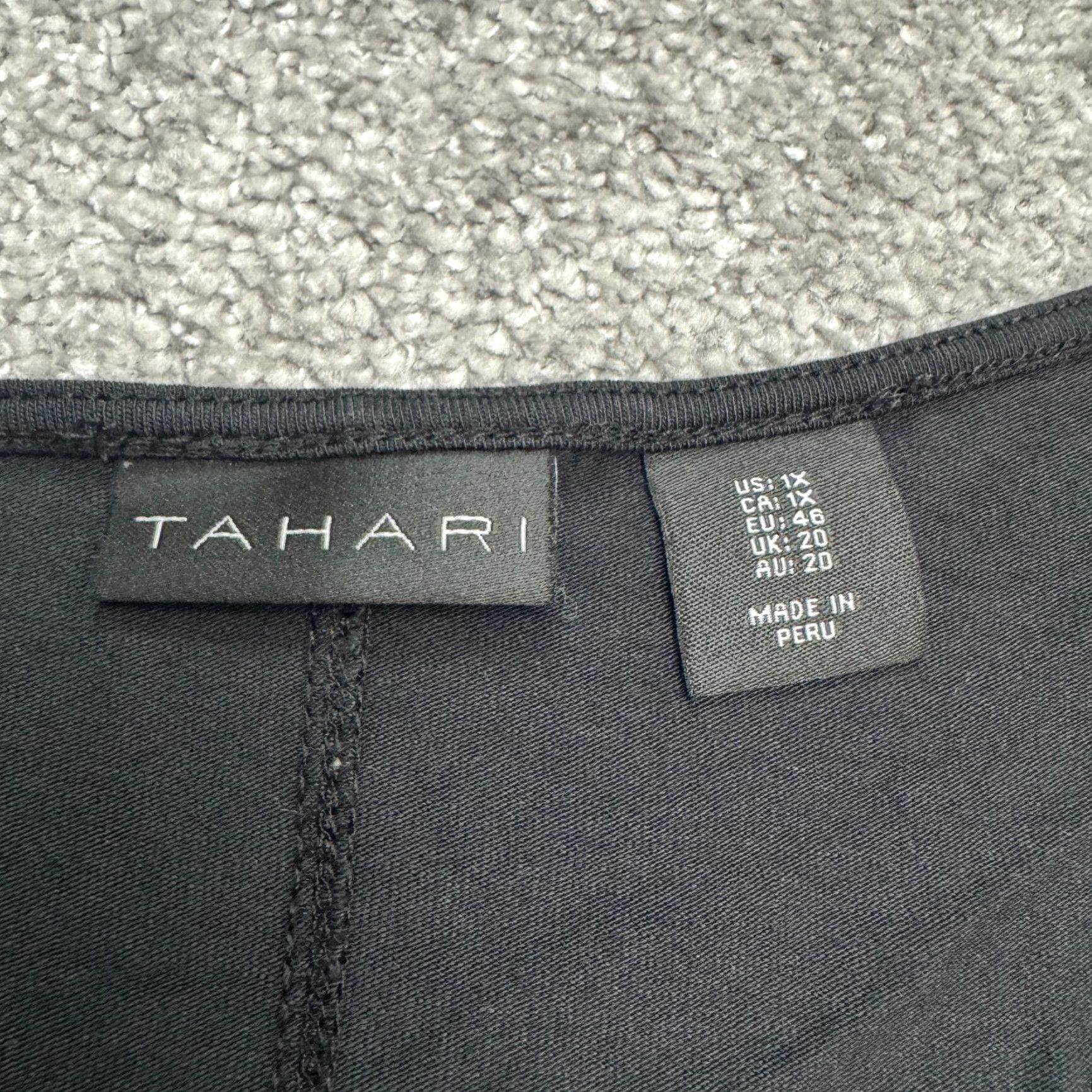 Vintage Tahari Tunic T-Shirt Womens Plus 1X Black 3/4 Sleeve Scoop Neck Knit Cotton Blend Casual Tee Size XL / US 12-14 / IT 48-50 - 5 Thumbnail