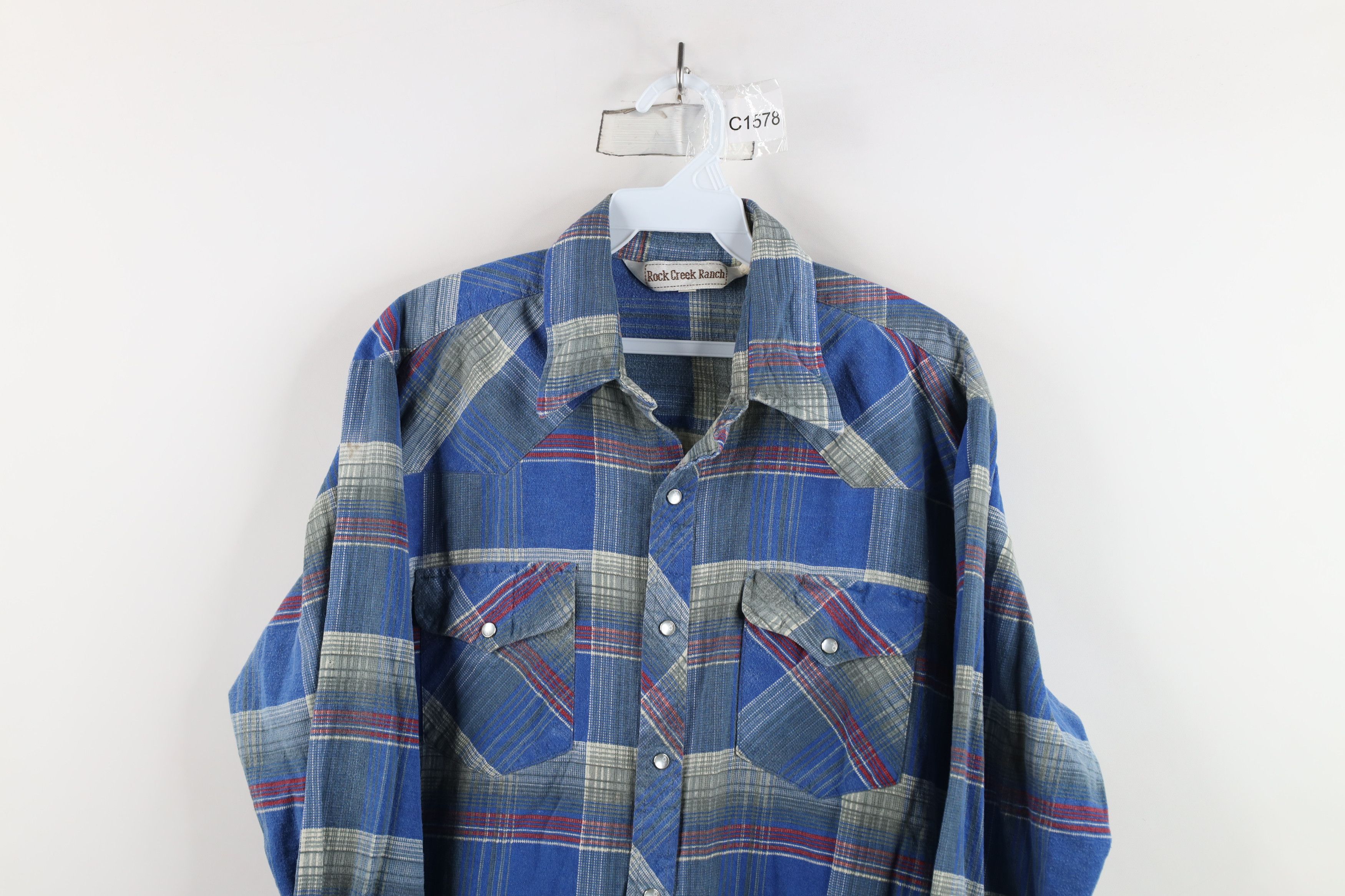 Vintage Vintage 70s Streetwear Western Flannel Snap Button Shirt Size US L / EU 52-54 / 3 - 2 Thumbnail