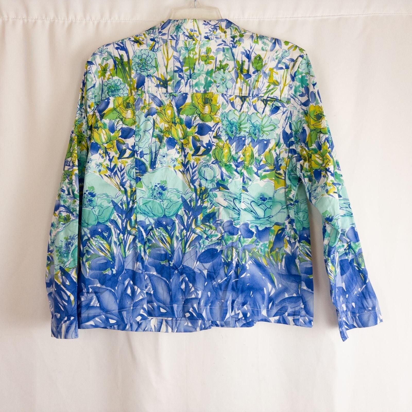 Coldwater Creek Coldwater Creek Blue Floral Jacket Womens Petite Large Size L / US 10 / IT 46 - 10 Thumbnail