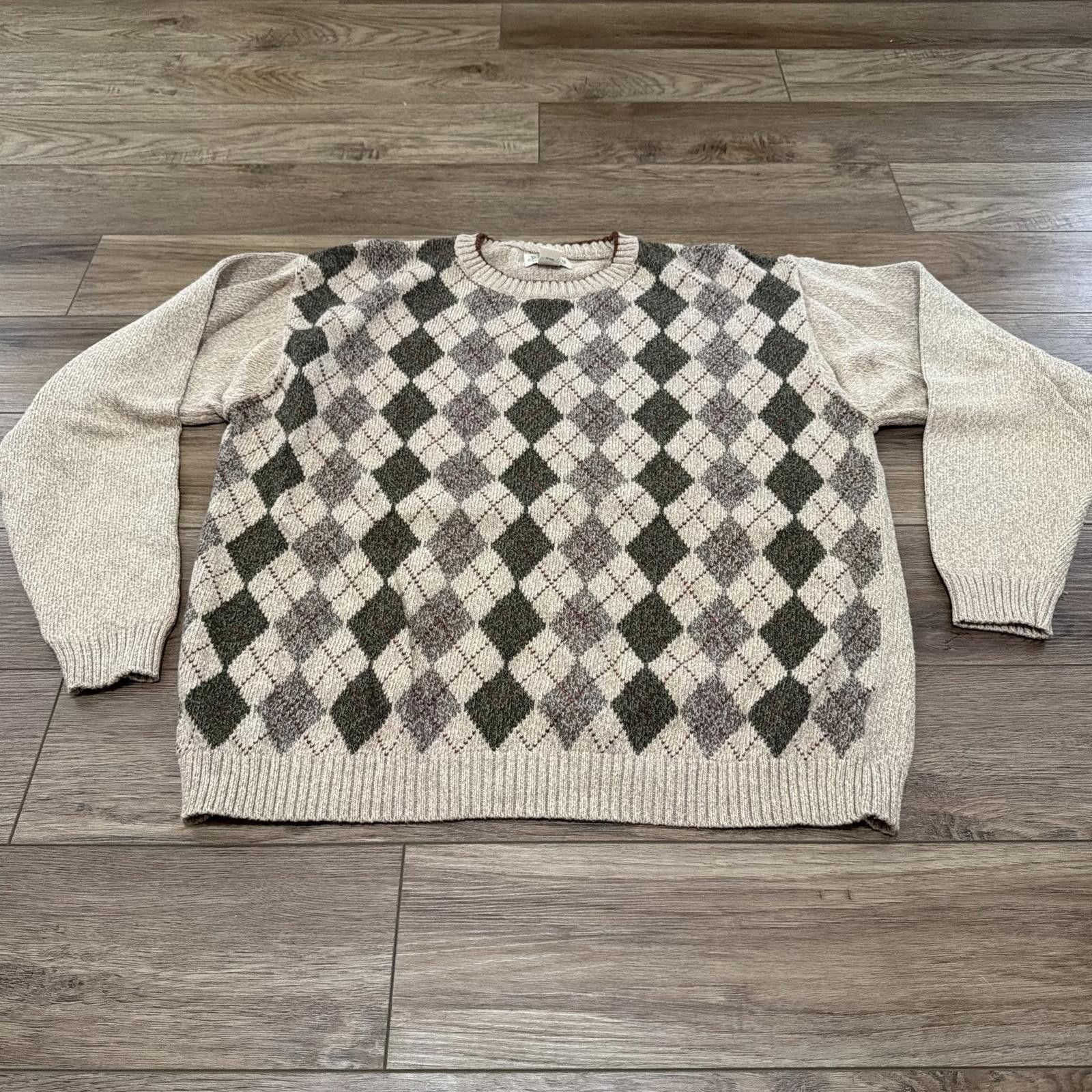 St. Johns Bay Vintage 90s St. John’s Bay Knit Argyle Geometric Sweater Size US XL / EU 56 / 4 - 1 Thumbnail