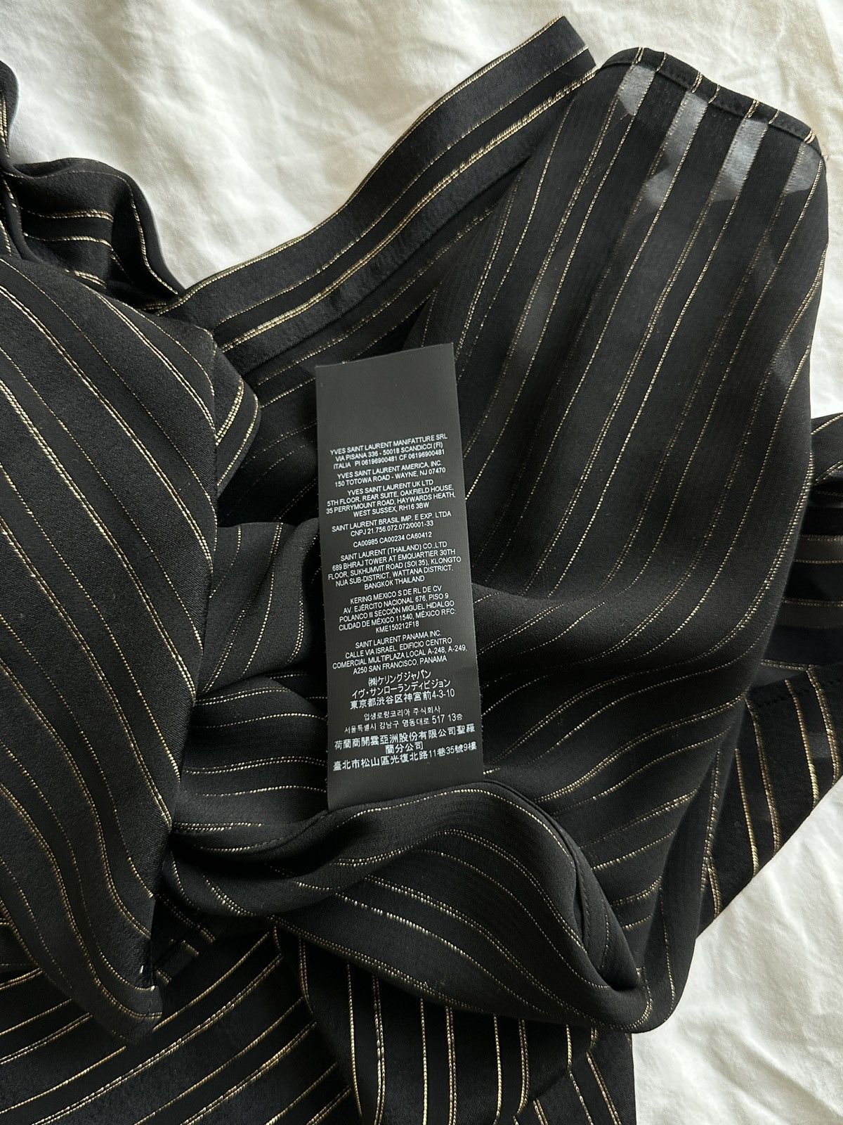 Saint Laurent Paris Black & Gold Silk Shirt with Lavallière Tie Size 40 Size US M / EU 48-50 / 2 - 12 Thumbnail