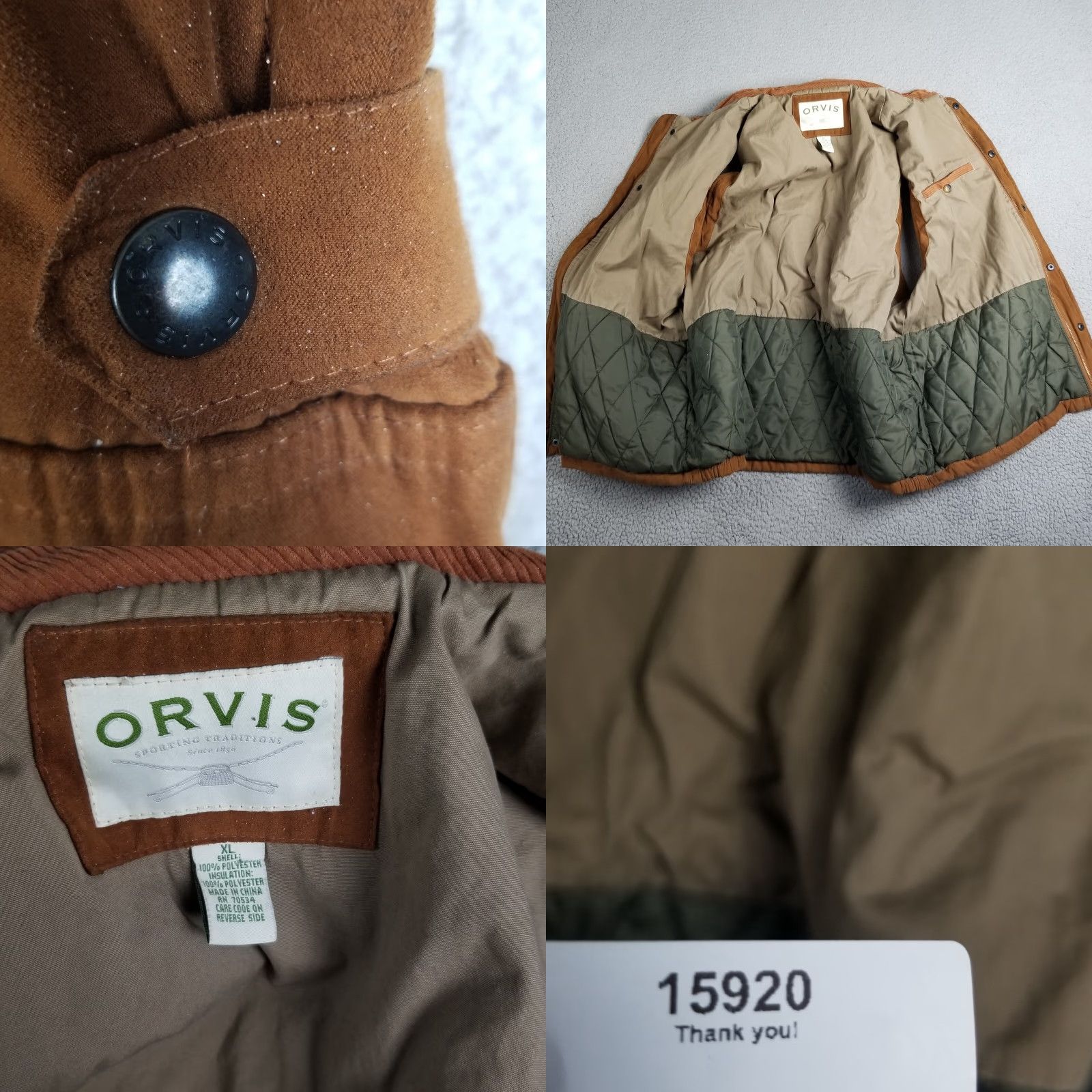 Orvis Orvis Vest Faux Suede Polyester Men XL Corduroy Trim Fishing Hunting Jacket Size US XL / EU 56 / 4 - 8 Thumbnail