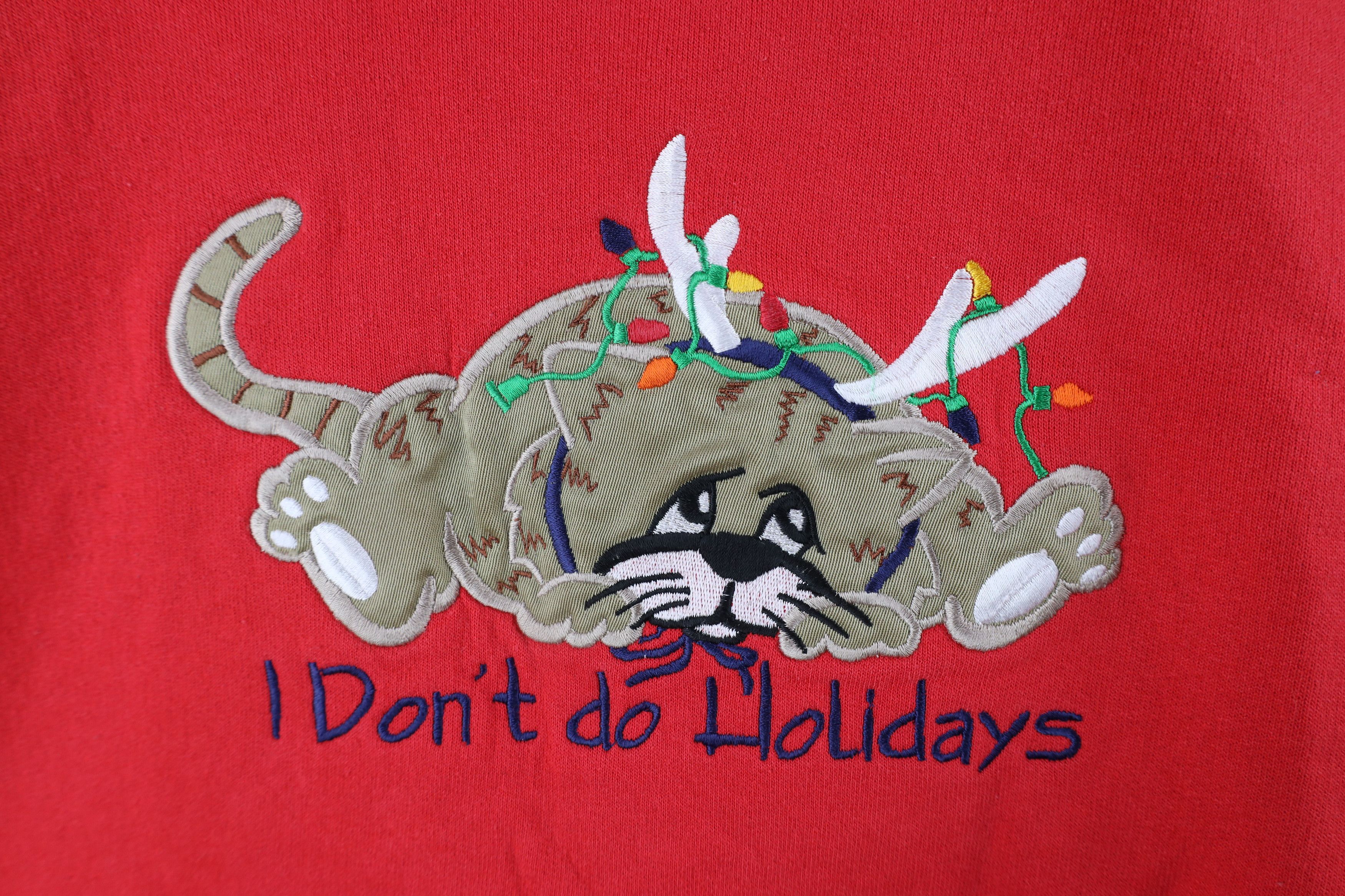 Vintage Vintage 90s Holidays Cat Kitten Layered Sweatshirt USA Size XL / US 12-14 / IT 48-50 - 4 Thumbnail
