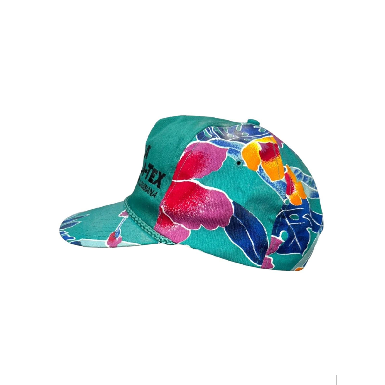 Altea VINTAGE 90s Floral Hawaiian Teal Rope Louisiana Snapback Hat Men One Size Blue Pattern Floral 90s Size ONE SIZE - 2 Thumbnail