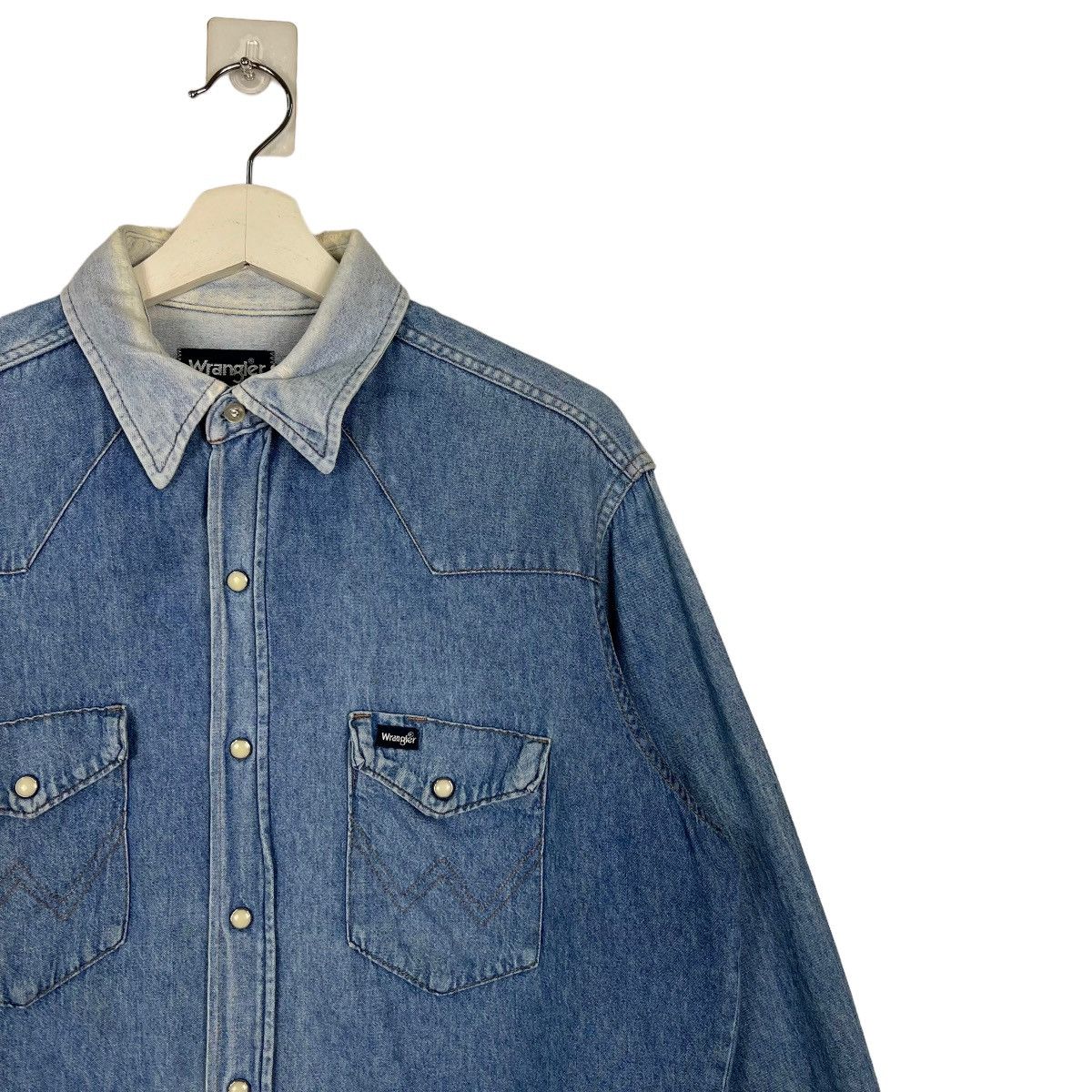 Vintage × Wrangler 🔥 VINTAGE WRANGLER CAMBREY SNAP BUTTON SHIRT MADE IN USA Size US L / EU 52-54 / 3 - 8 Thumbnail