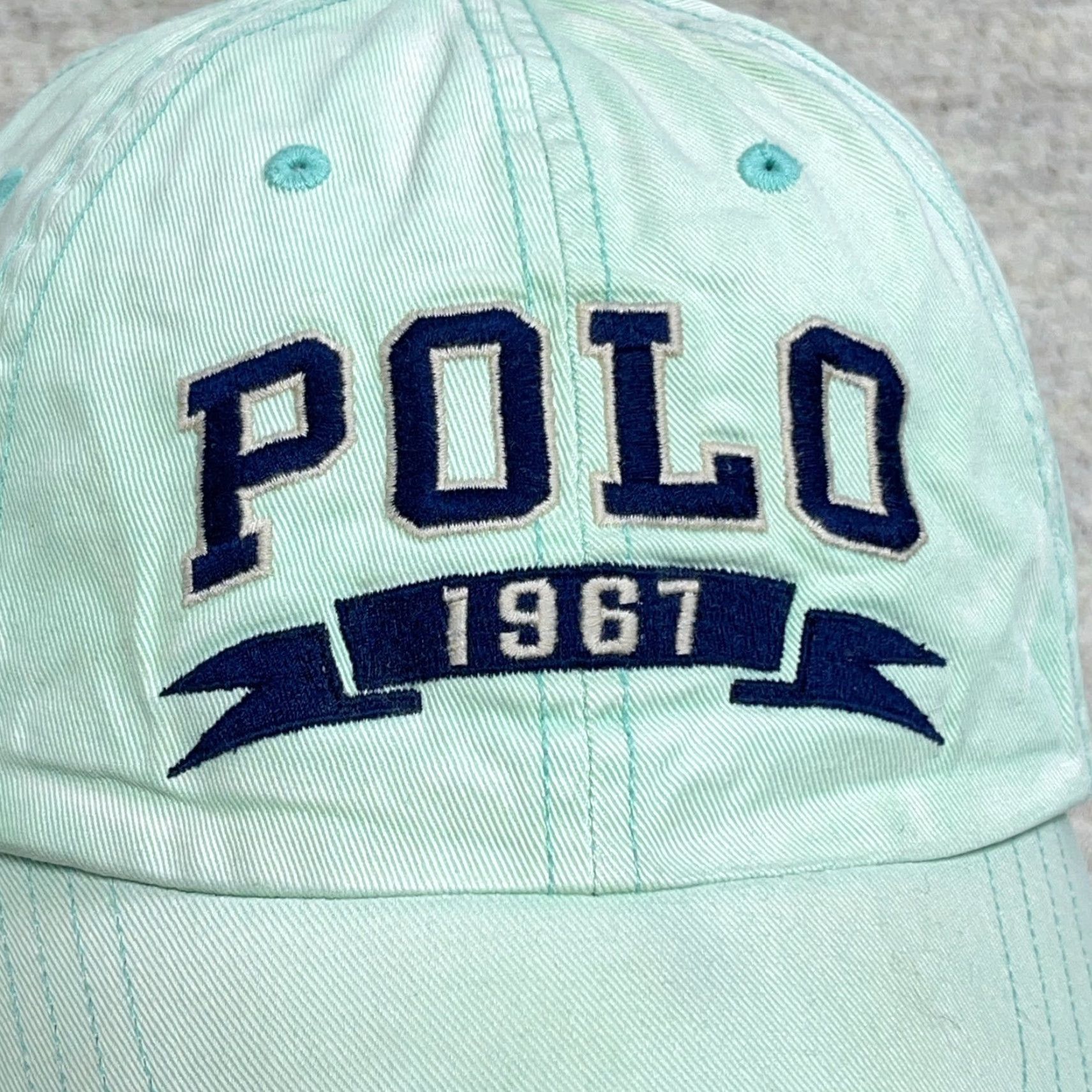 Polo Ralph Lauren Polo Ralph Lauren Hat Cap Strap Back Green Blue Spell Out PRL 67 Sun Faded Size US M / EU 48-50 / 2 - 2 Thumbnail