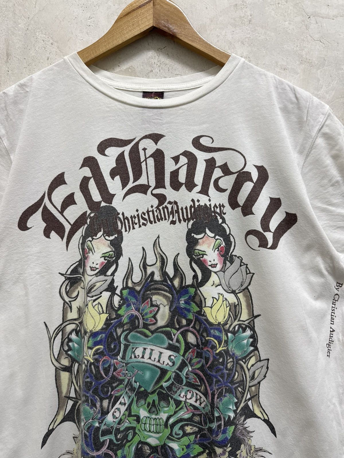Ed Hardy Vintage Ed Hardy By Christian Audigier Geisha Skull T-Shirt Size US L / EU 52-54 / 3 - 2 Thumbnail