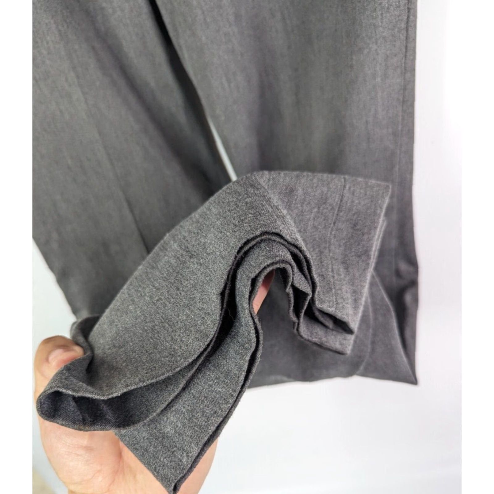 Express Express Editor Pants Wide-Leg Womens Size 6R Gray Charcoal Knit Polyester Blend Belt Detail Career Dress Pant (Defect) Size 28" / US 6 / IT 42 - 3 Thumbnail