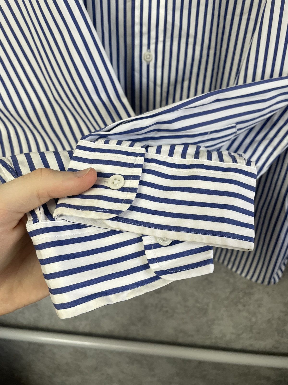 Polo Ralph Lauren Polo Ralph Lauren Striped White/Blue Basic Long Sleeve Shirt Size US XL / EU 56 / 4 - 14 Thumbnail
