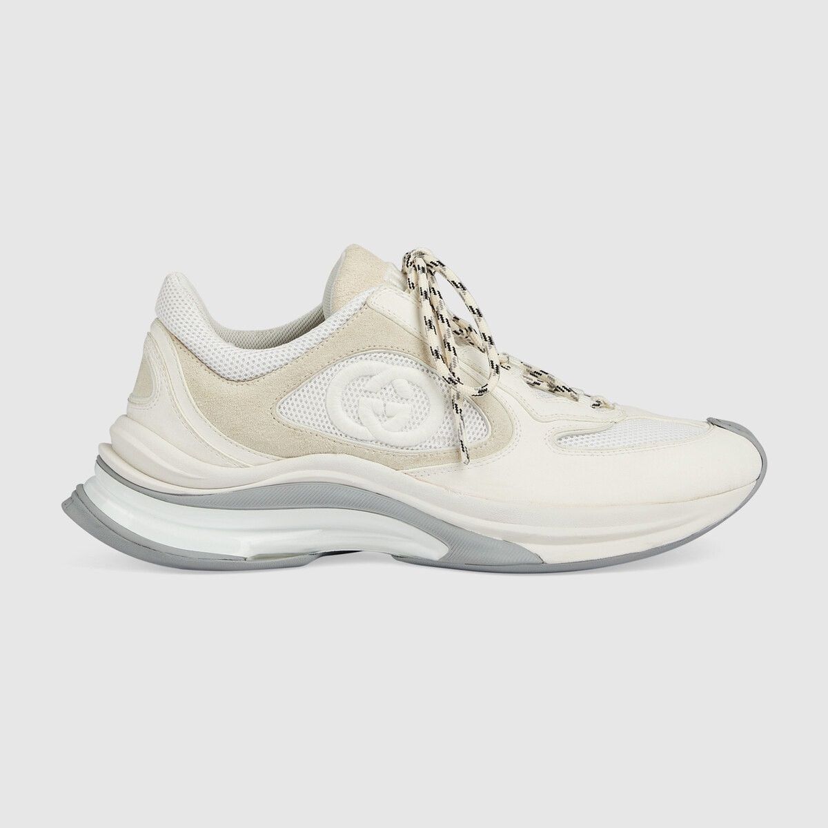 o1s1wg110425 Women's Gucci Run Sneakers in White & Suede
