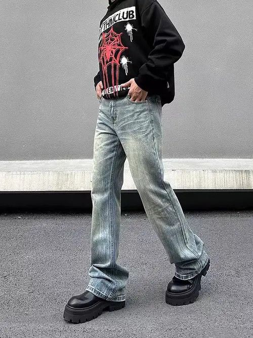 VIBE Vintage Textured Washed and Aged Micro Flare Jeans Size US 30 / EU 46 - 6 Thumbnail