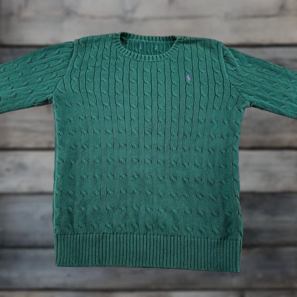 Polo Ralph Lauren VINTAGE Ralph Lauren Sport Sweater Women XL Green Crew Neck Cable Knit Pony 90s Size XL / US 12-14 / IT 48-50 - 1 Thumbnail