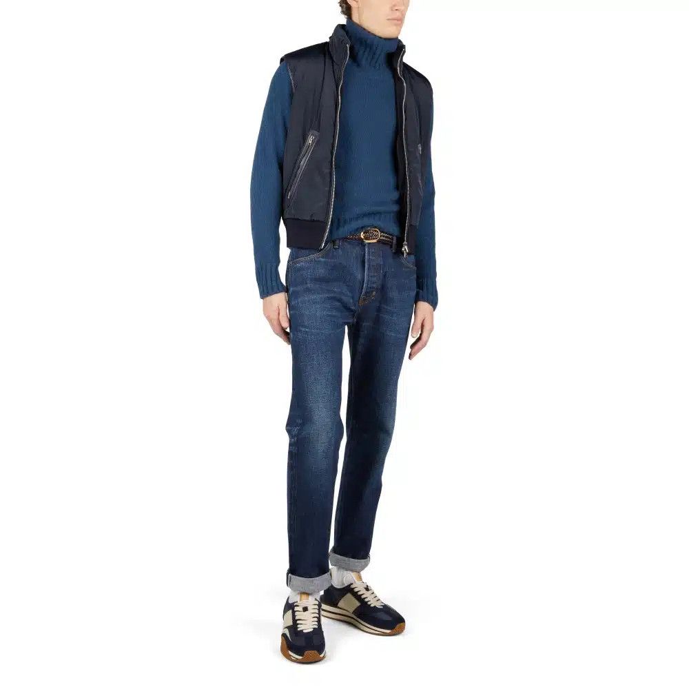 Tom Ford o1loc1c0325 KIF001 Nylon Down Wool Vest in Navy Size US M / EU 48-50 / 2 - 2 Thumbnail