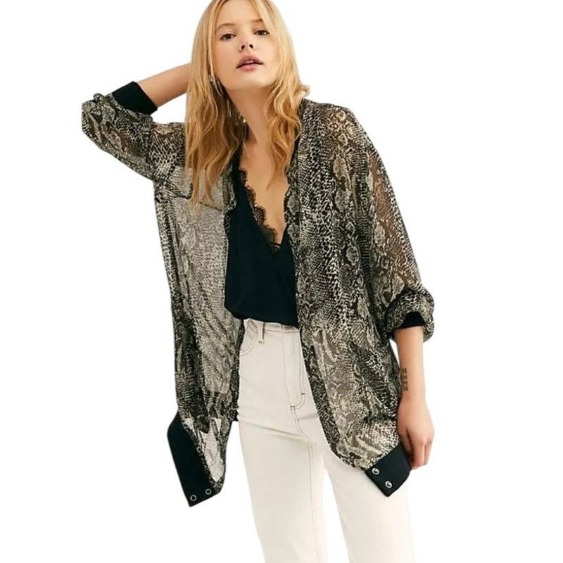 Free People Free People Lori Bomber Jacket Oversized Sz M Black Sheer Size M / US 6-8 / IT 42-44 - 1 Thumbnail