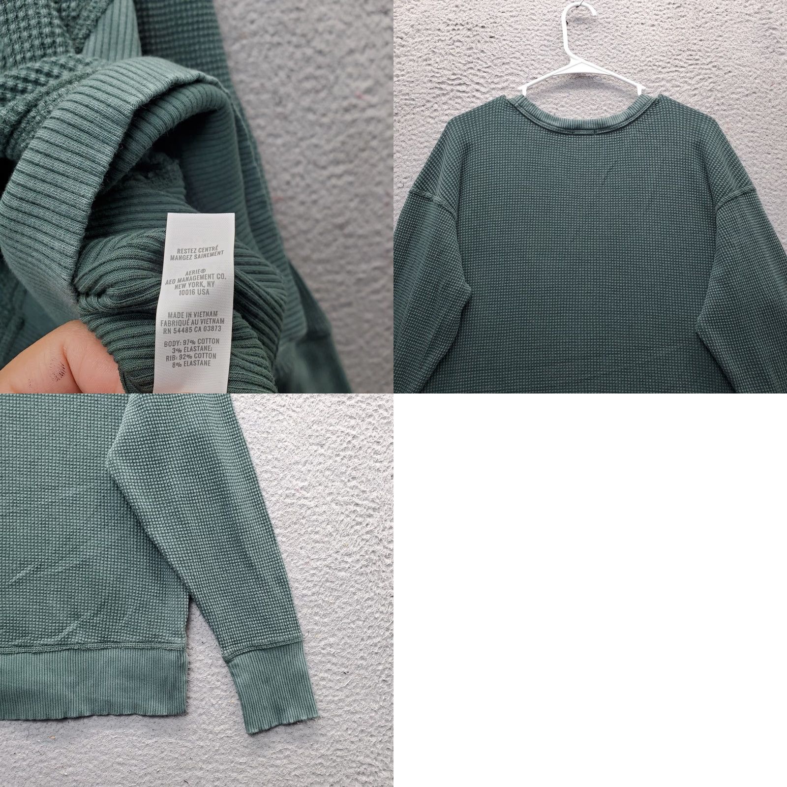 Vintage Offline by Aerie T-Shirt Womens XS Green Oversized Slit Round Neck Wool? Size XS / US 0-2 / IT 36-38 - 8 Thumbnail