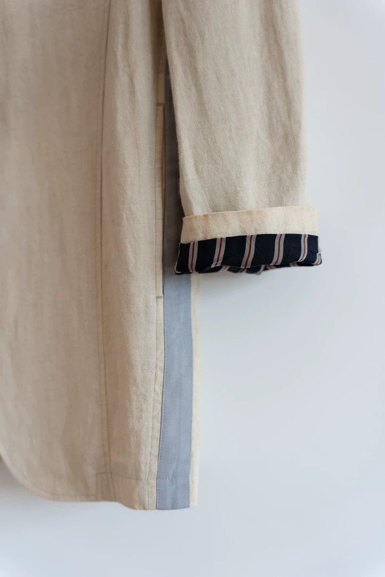 Yohji Yamamoto Yohji Yamamoto Yohji Yamamoto Striped Linen Long Coat Size US L / EU 52-54 / 3 - 4 Thumbnail