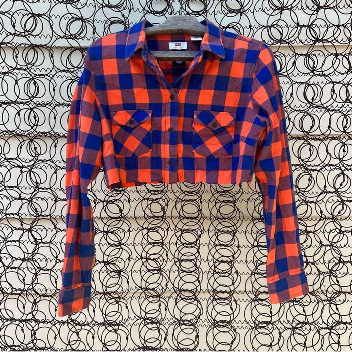 Levi's Levi's NFL Denver Broncos blue orange flannel crop shirt