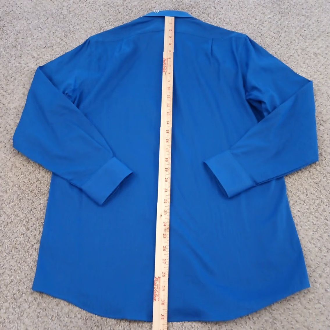 Van Heusen Van Heusen Shirt Mens Size 15 Blue Pin Cord Long Sleeve Button Up Cotton Blend Size US M / EU 48-50 / 2 - 6 Thumbnail