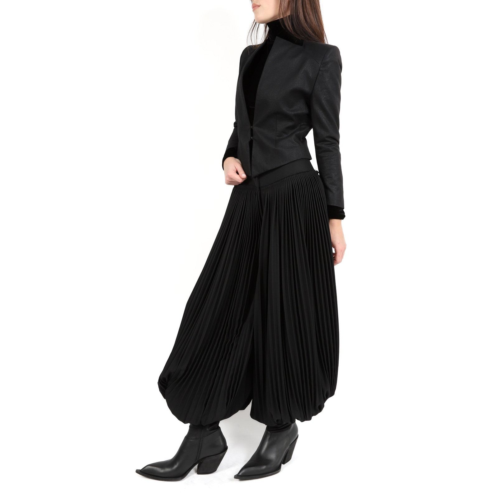 Haider Ackermann FW06 Cropped Tailored Jacket in Black Cotton Size XS / US 0-2 / IT 36-38 - 3 Thumbnail