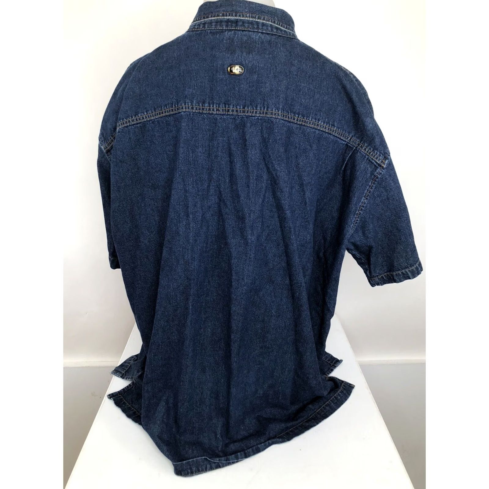 Denime VINTAGE KANI JEANS Denim Button-Up Shirt Jacket Mens 3XL Blue 1990s Heavy Duty Casual Short Sleeve Shirt Jacket Mens Mens/Unisex? Size US XXL / EU 58 / 5 - 6 Thumbnail