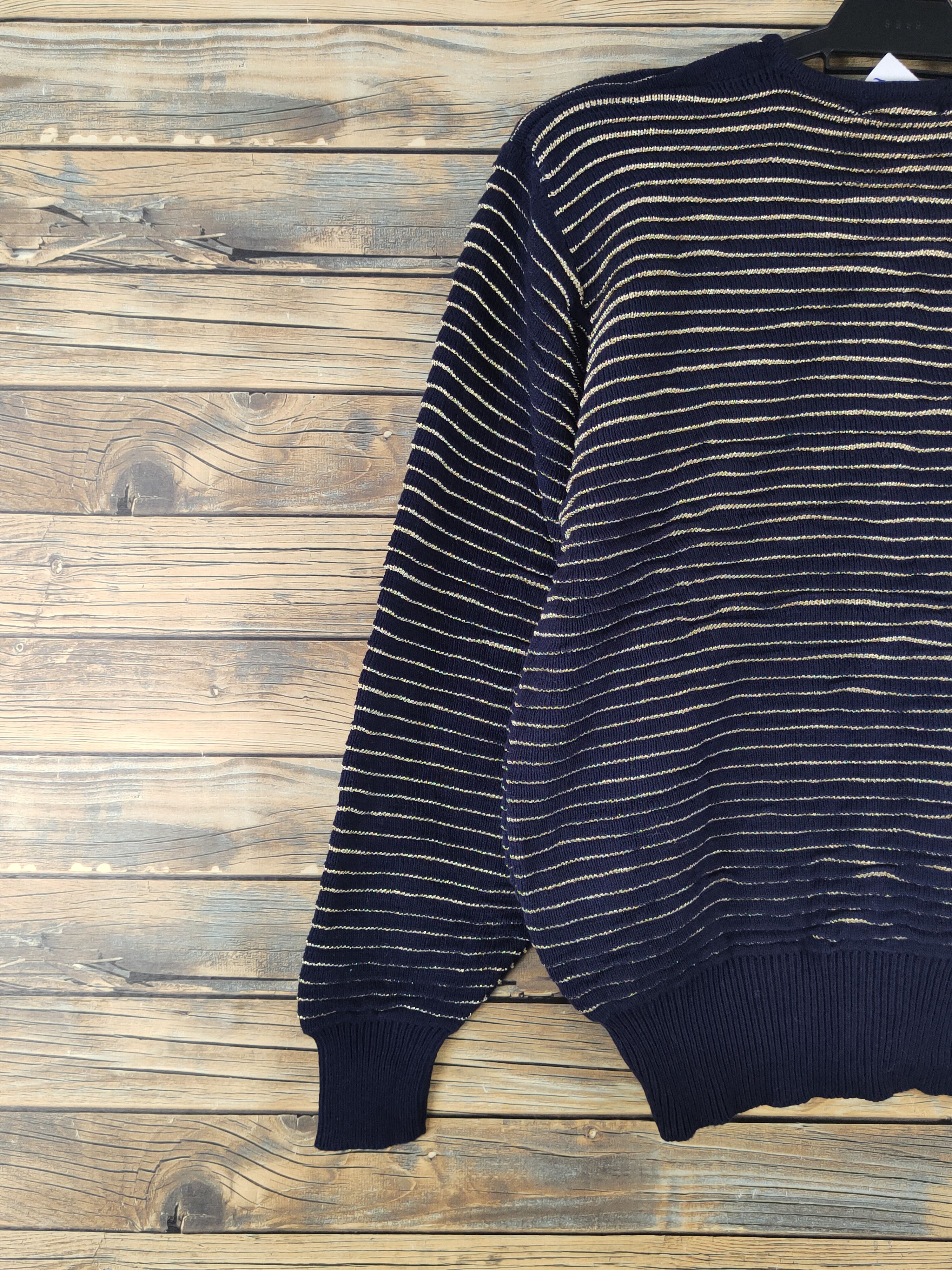 Vintage Bell House Navy stripe Knitwear Cardigan #W1812 Size S / US 4 / IT 40 - 8 Thumbnail