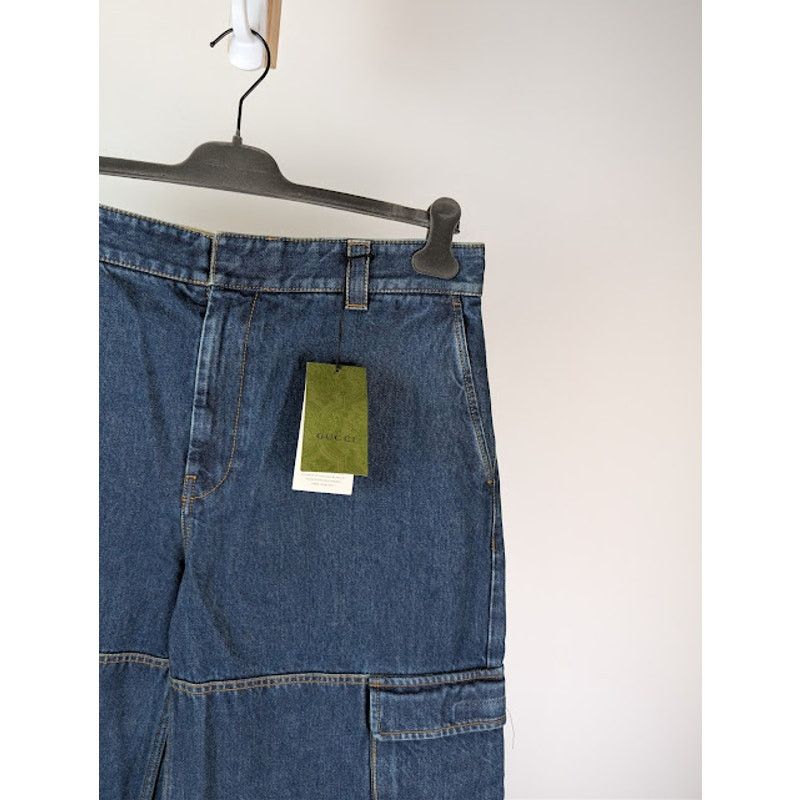Gucci o1rshd1 Eco-Washed Organic Denim Cargo Pant in Blue / Mix Size US 36 / EU 52 - 5 Thumbnail