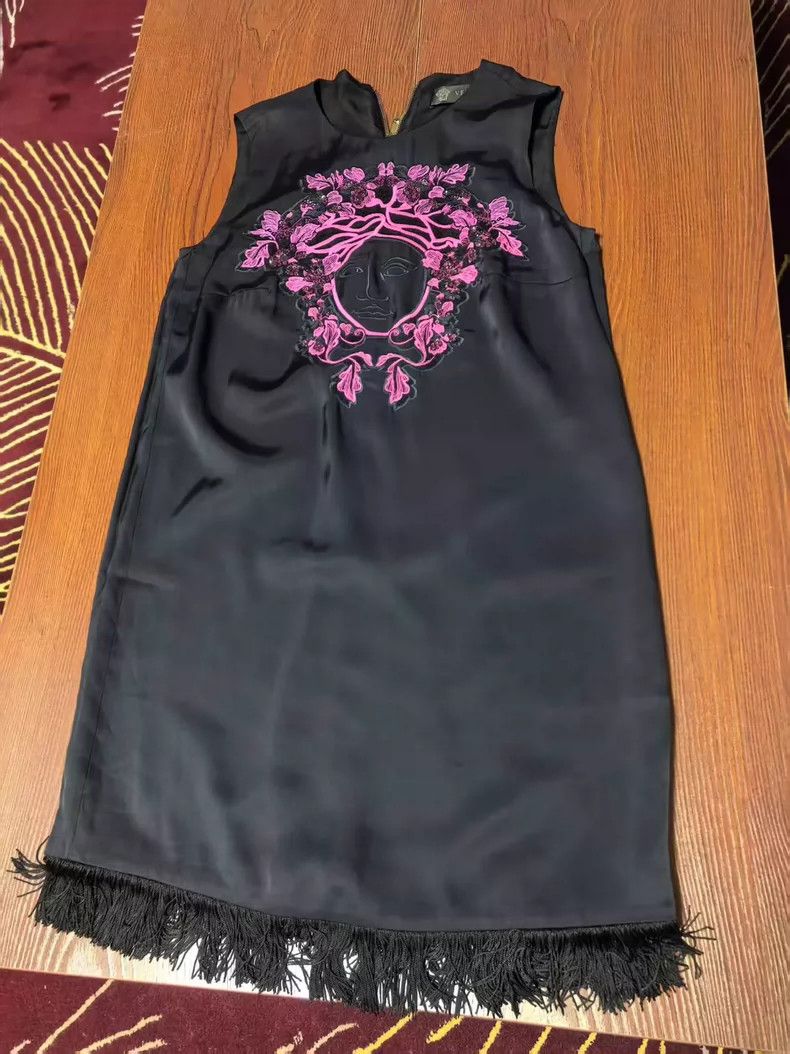 Versace Versace Black Fringe Sleeveless Dress - dmc Size US M / EU 48-50 / 2 - 1 Thumbnail